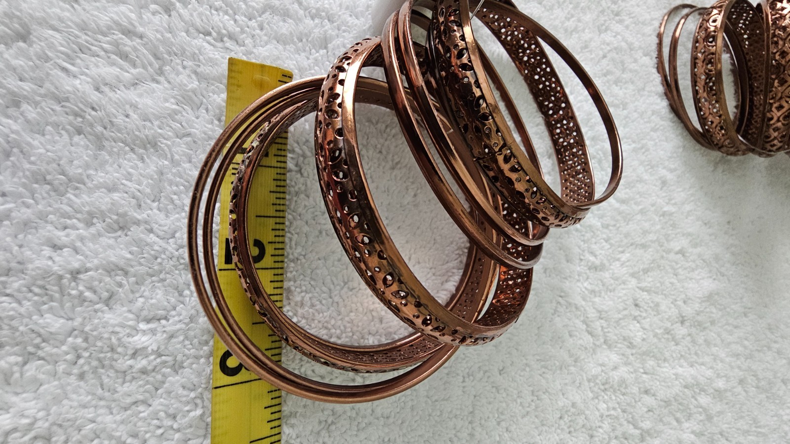 NWT Antika Collection Bangle Bracelets, Set of 9, Copper Metal, 2 7/8″ Dia.