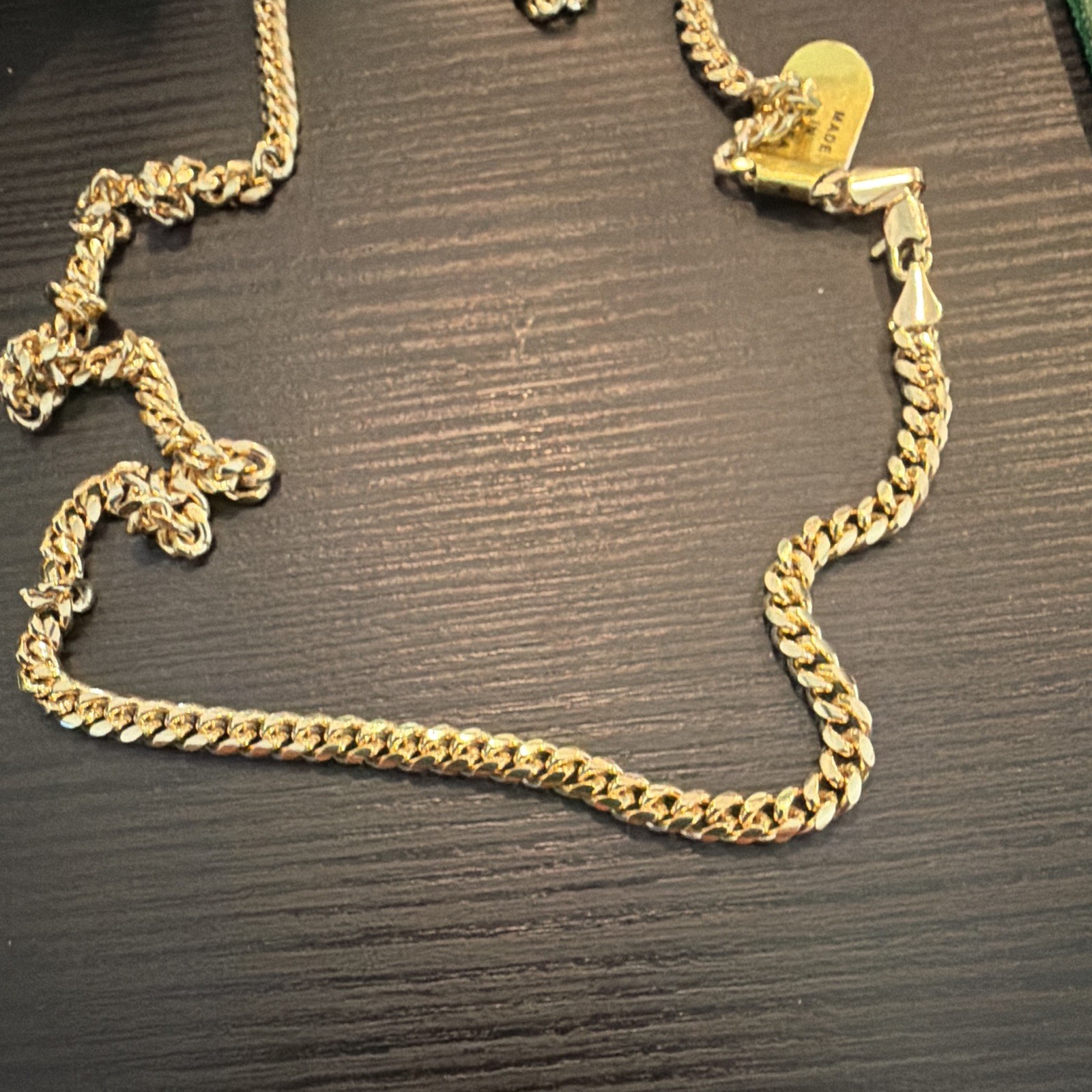 Curb Link Chain Necklace Yellow Gold Plated Metal, Lobster Clasp, No Stone