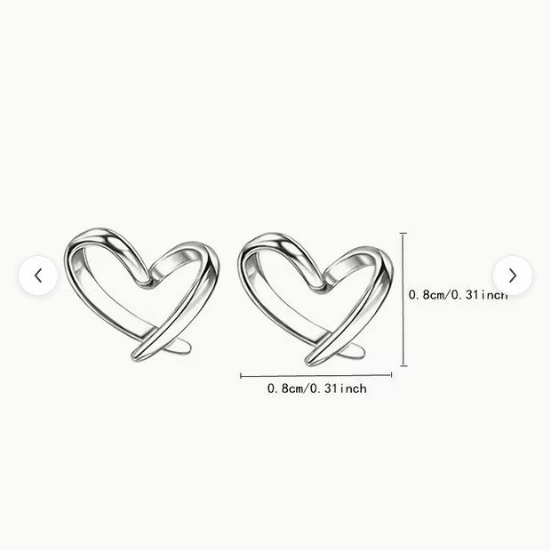HEART SHAPE OPEN STUD EARRINGS SILVER IN COLOR STAINLESS STELL POST