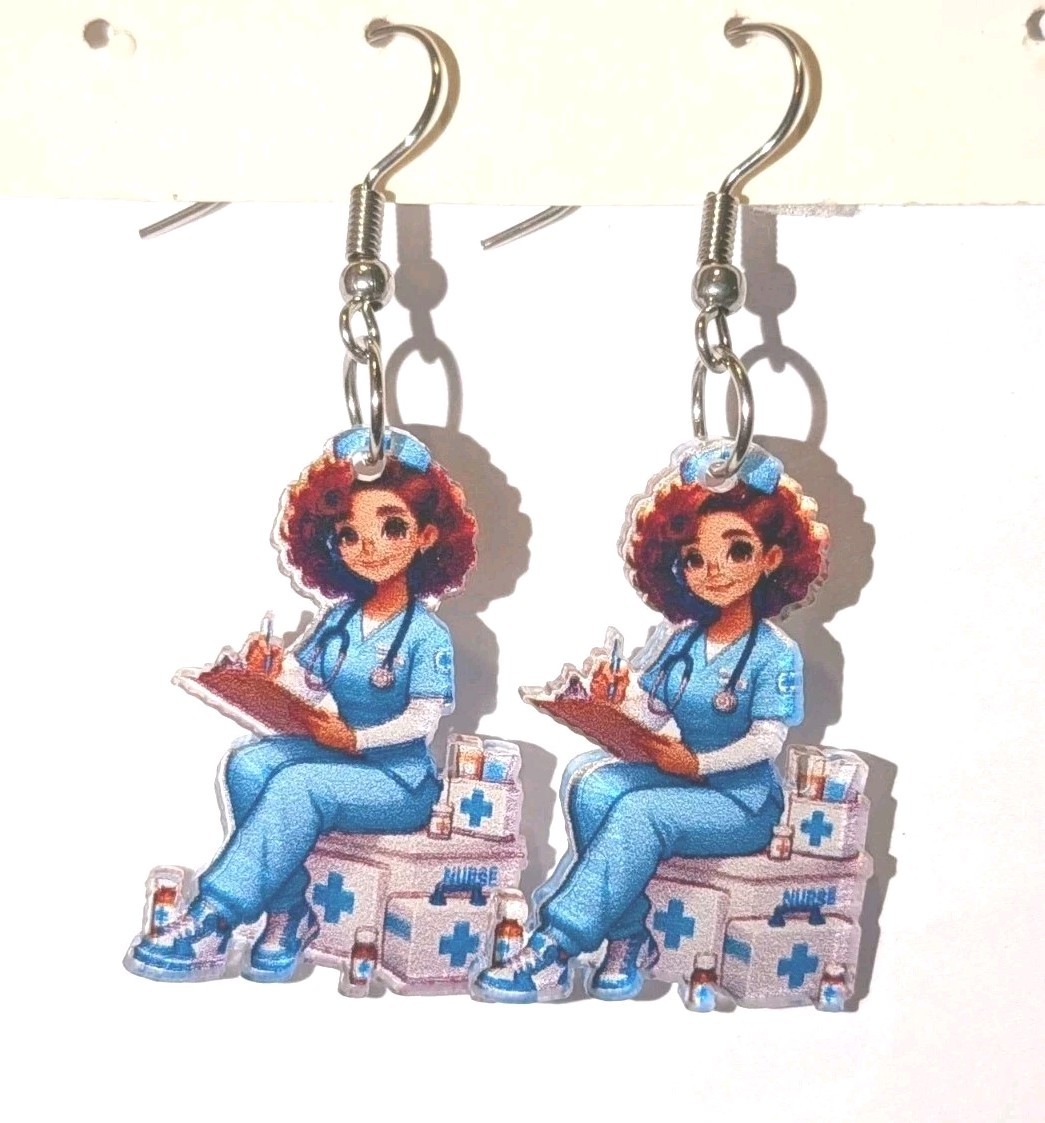 Handmade Nurse With Clipboard Dangle Earrings Nurse/Doctor Gift For Women