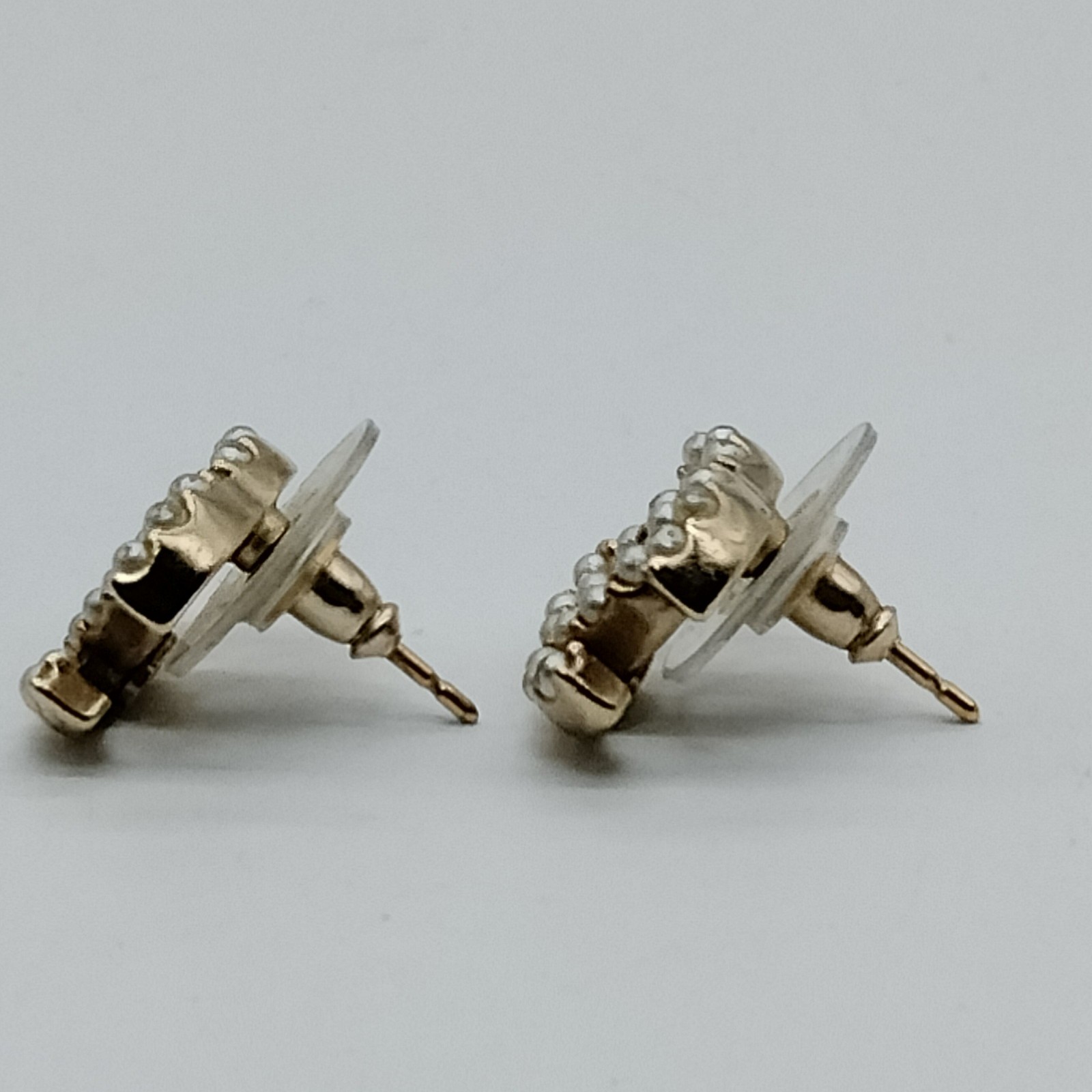 Chanel Pierced Earring Gold Whites A12P 4489462