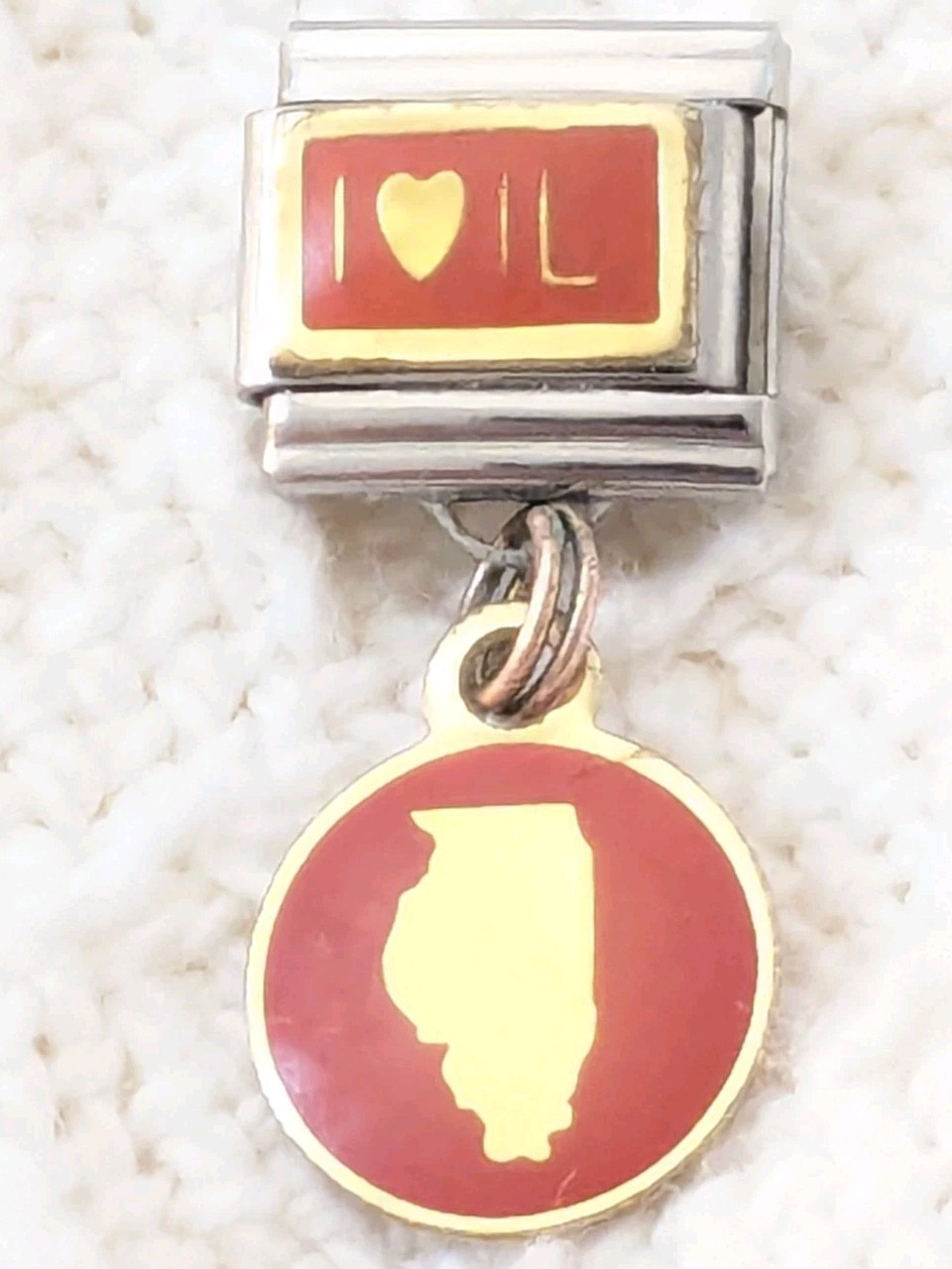 Authentic Casa D’Oro 💕 Illinois Dangle Italian Charm Classic 9mm Link R197