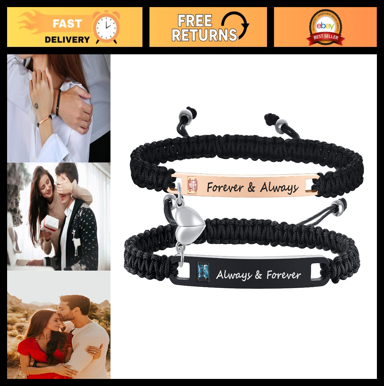 Customized Couple Bracelets Set – Personalized Name Jewelry for Him & Her, Uniqu