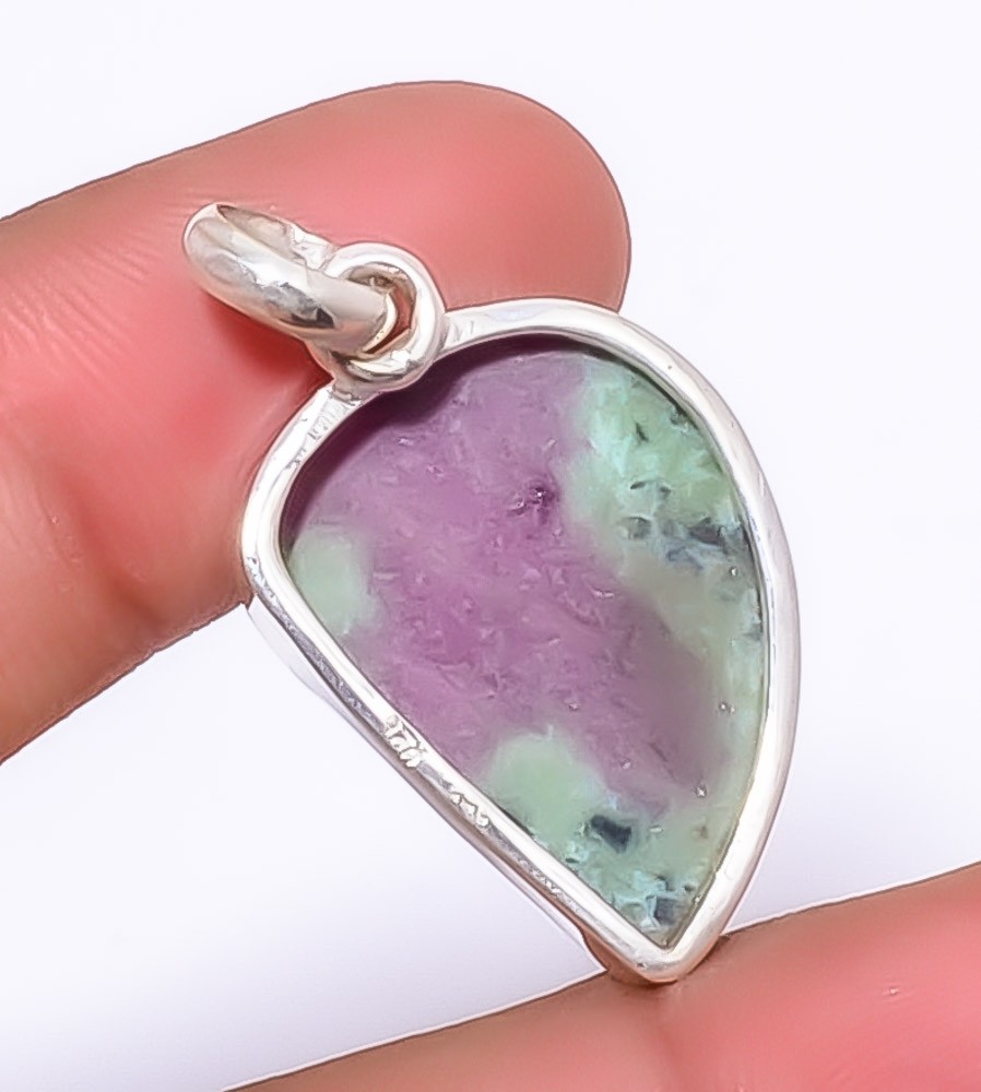 Ruby With Zoisite – Longido Mines 925 Sterling Silver Jewelry Pendant 1.37″ A3