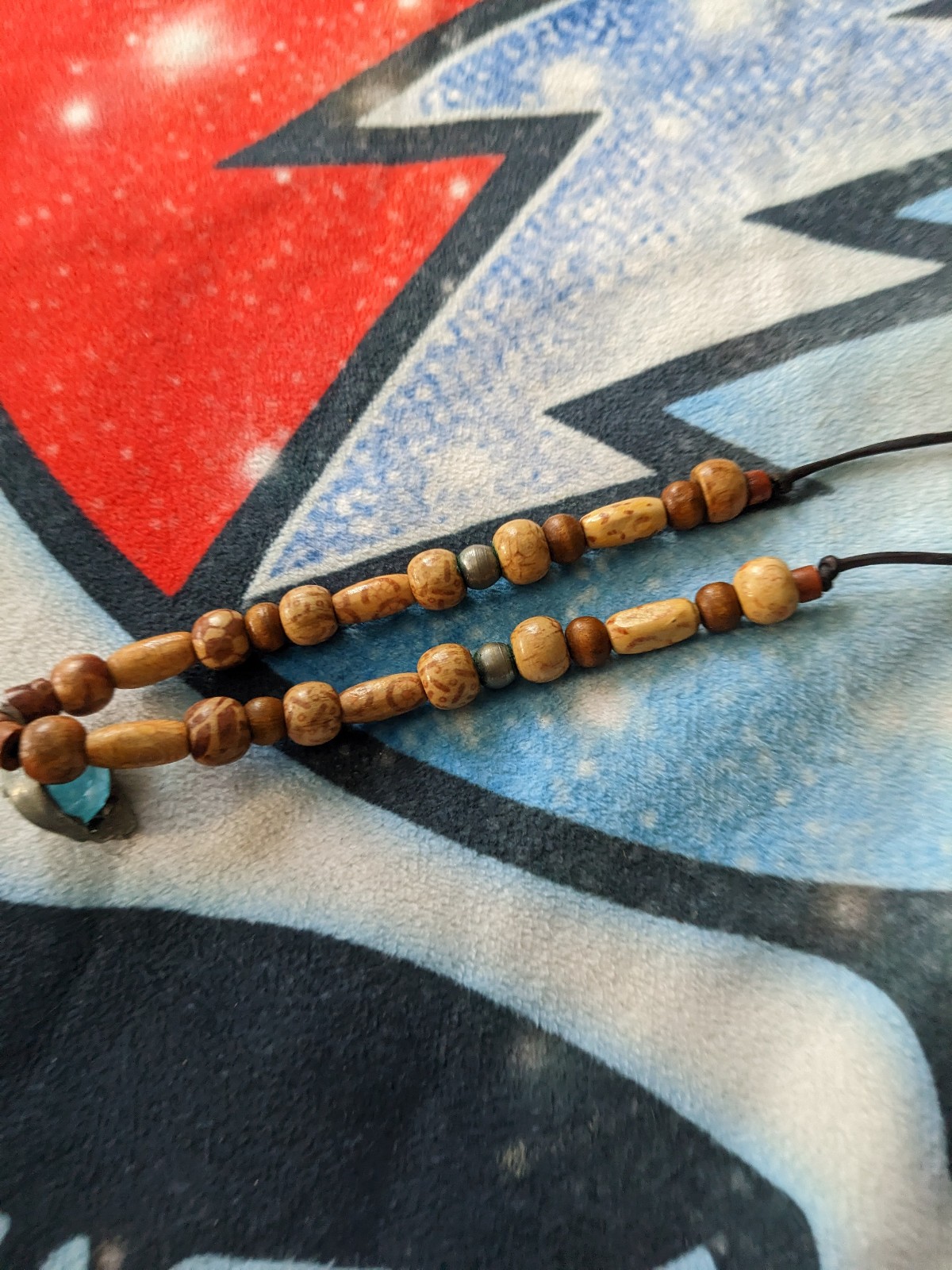 Grateful dead beaded necklace withb steal your face siver pandant with marble