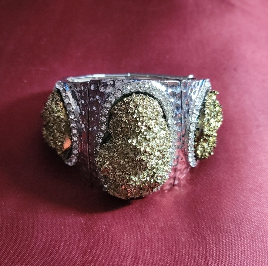 Large Silver and False Fools Gold Statement Braclet