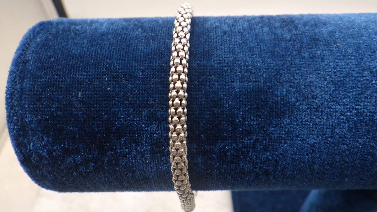 925, SNAKESKIN POPCORN CHAIN BRACELET, 8″, STAMPED 925 ITALY AND KA1 (TDY029648)