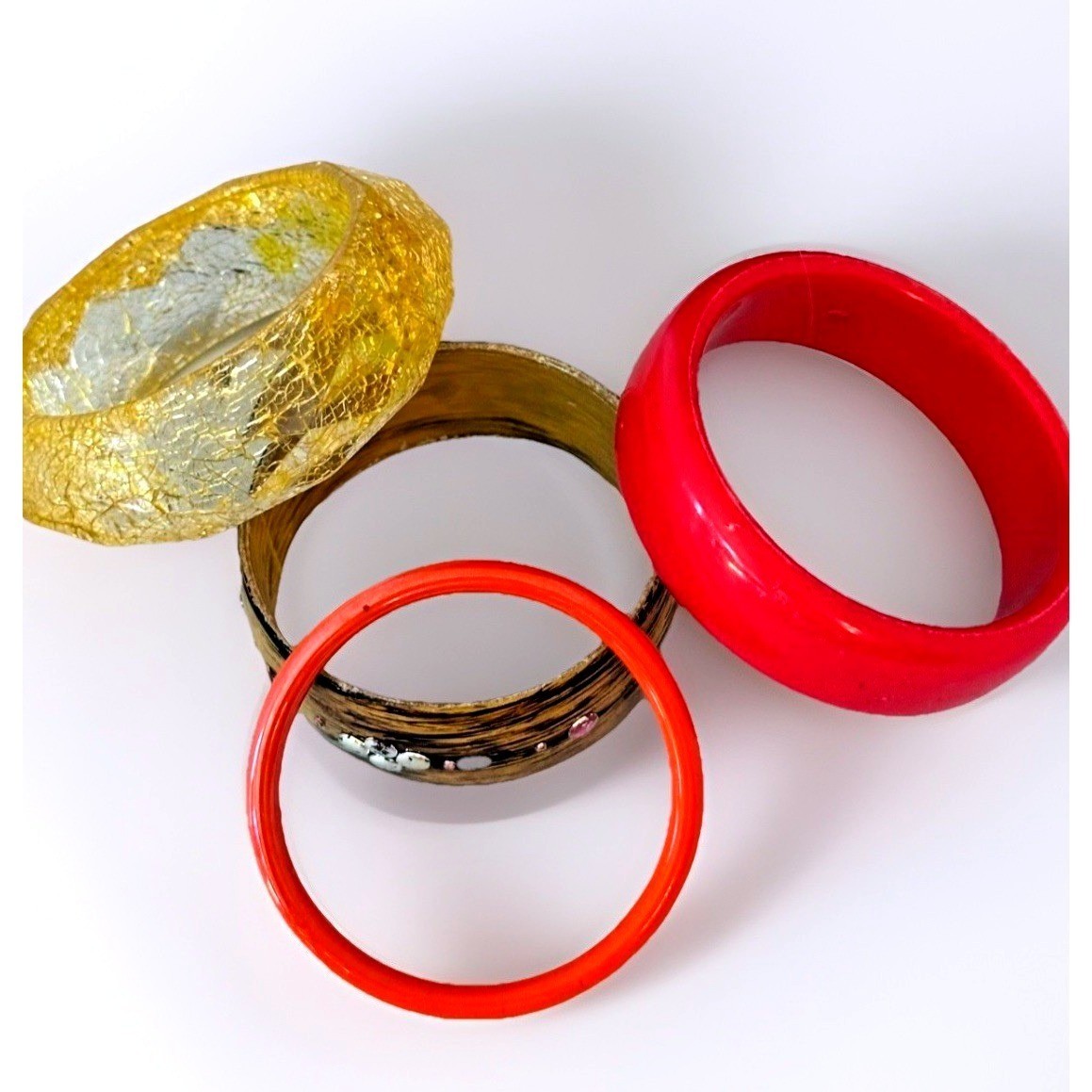 Vintage Bangle Bracelet Set Multicolor Stackable Resin