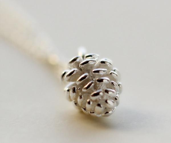 925 Sterling Silver Pine Cone Choker Necklace Women Wedding Statement Jewelry