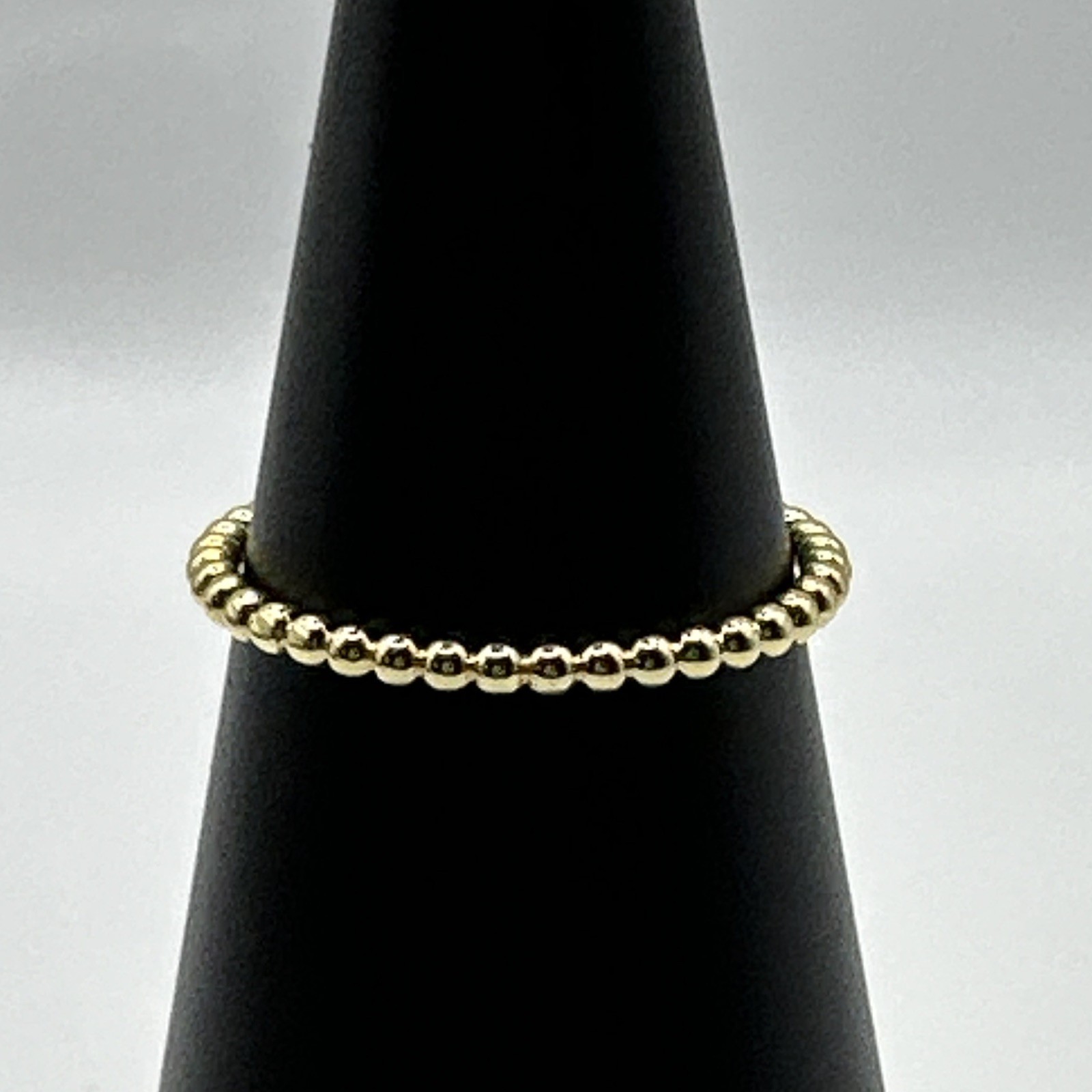 Gold Tone Costume Jewelry Beaded Ball Band Stackable Ring 1.8 mm – Size 9
