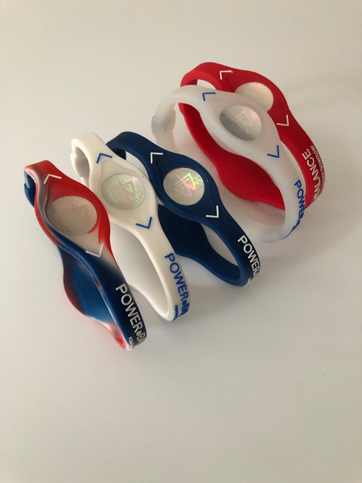 5 PCS RED, BLUE,WHITE ,CLEAR Power Balance Energy Health Bracelet XS,S,M,L, XL