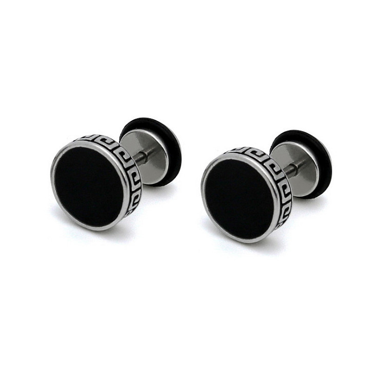 Men Women Stainless Steel Enamel Round Screw Stud Earrings 6/8/10/12mm