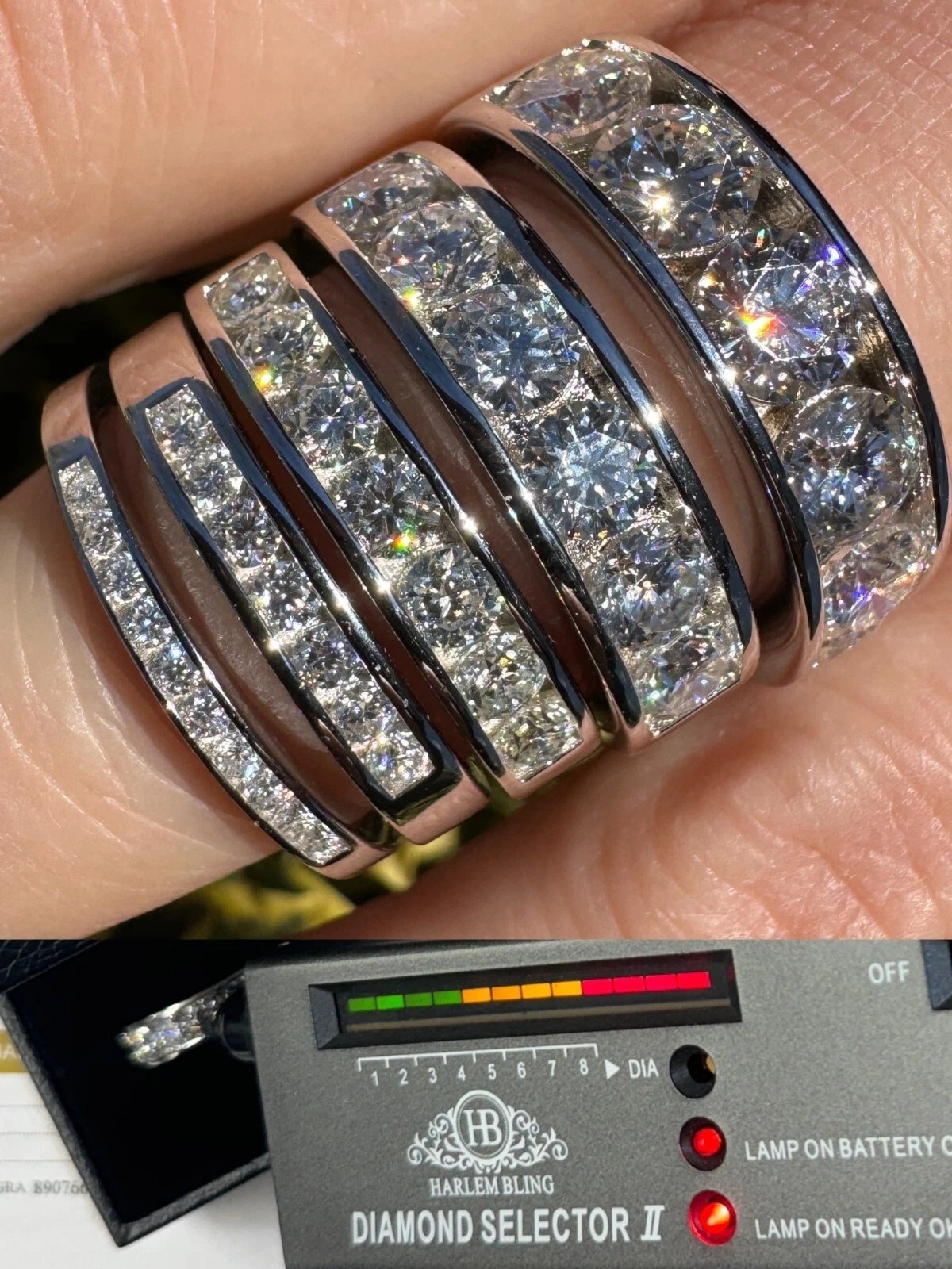 Real Moissanite Half Eternity Band Channel Set Wedding Ring 925 Silver 2mm, 3-12