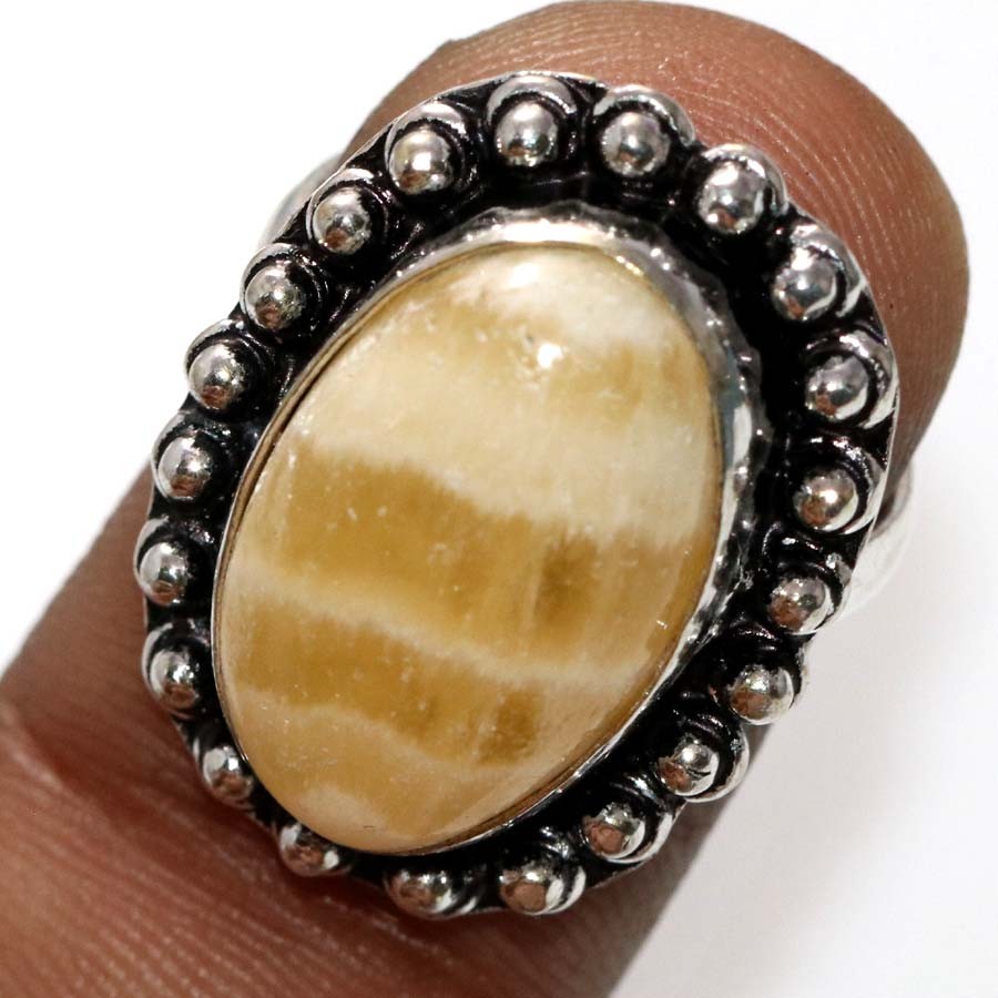 Laguna Lace Calcite 925 Silver Plated Ring US 7 Superb Jewelry Fashion Sale JW