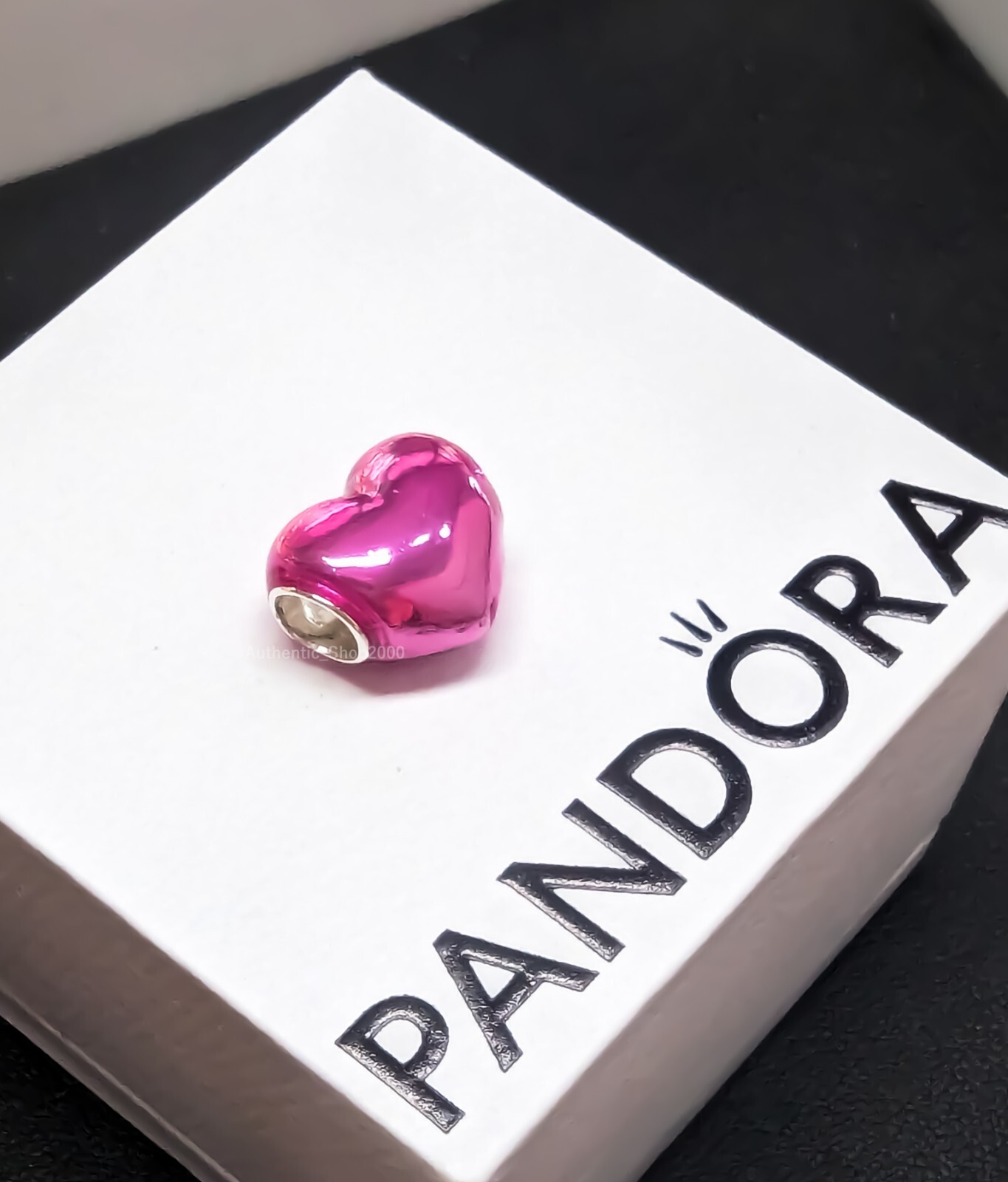 New 100% Authentic PANDORA 925 Ale Silver Metallic Pink Heart Charm 793337C03