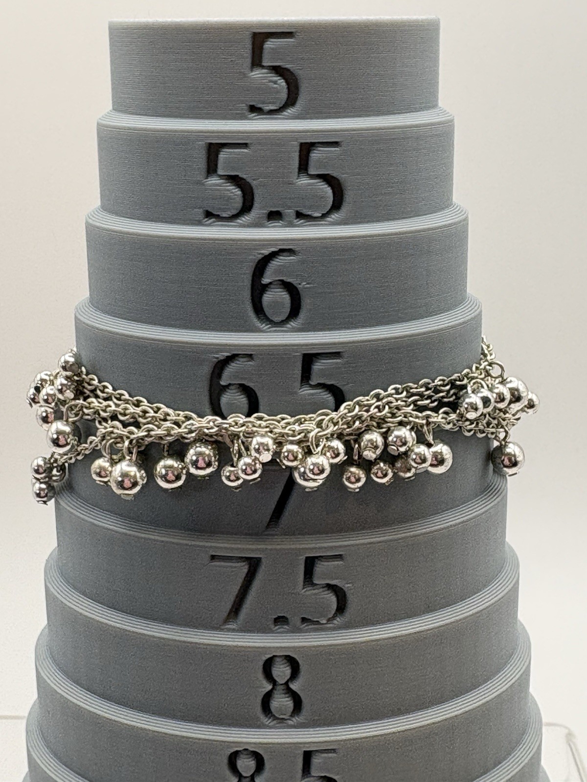 Ralph Lauren Silver Tone Multi Strand Ball Charm Toggle Bracelet 7.5” Signed RL