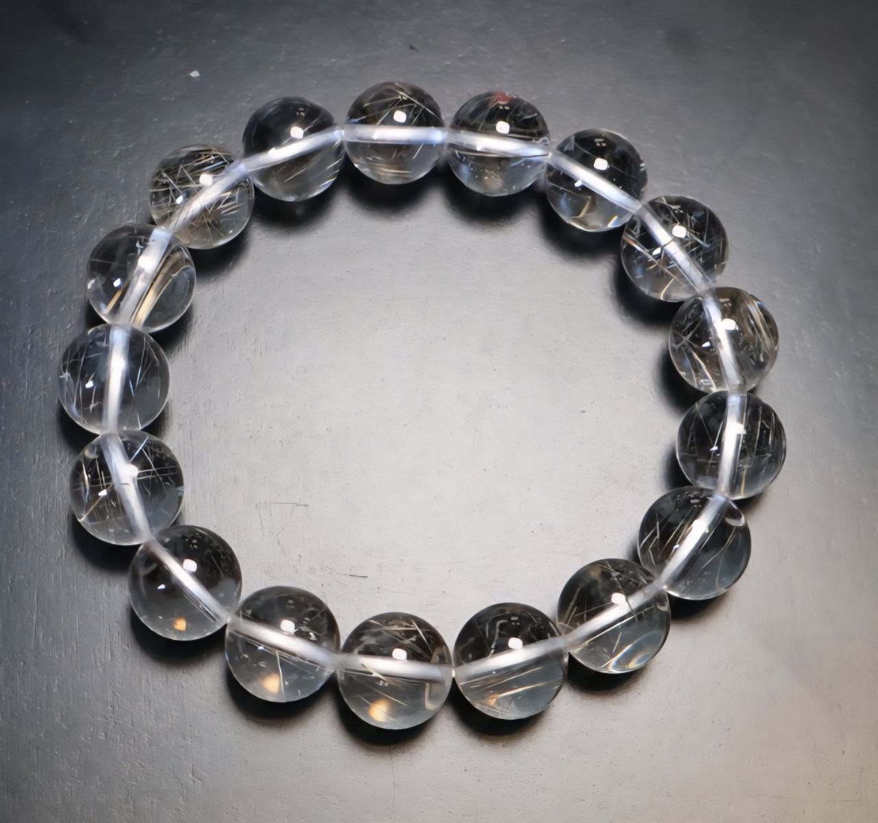 Natural Copper Rutilated Quartz Beaded Bracelet 9mm–12.5mm – Crystal Jewelry