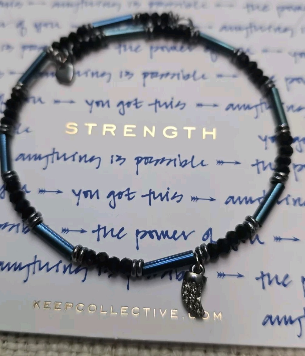 KEEP Collective STRENGTH BEADED WRAP BRACELET Midnight Hematite NEW Retired