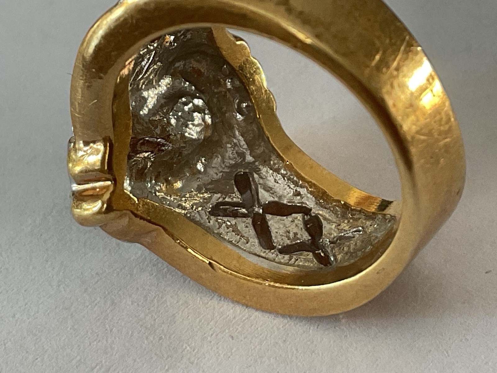 Empress Style Wide Band 18KGP Gold Plated Amethyst Ring Sz 7