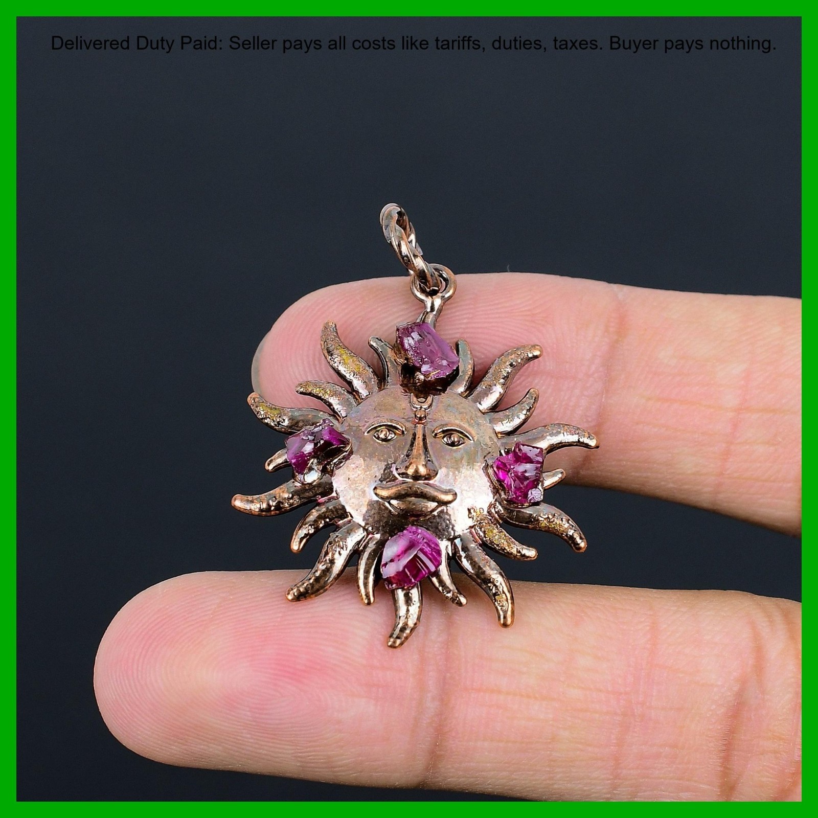 Copper Pink Tourmaline Rough Stone Electroformed And Sun Wife Pendant Jewelry