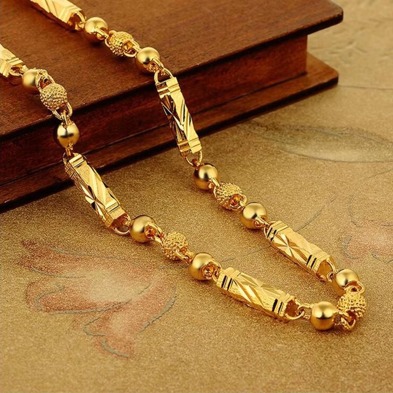 Mens Buddha Pendant Necklace 18K Gold Plated Bamboo Chain Luxury Hip Hop Gift