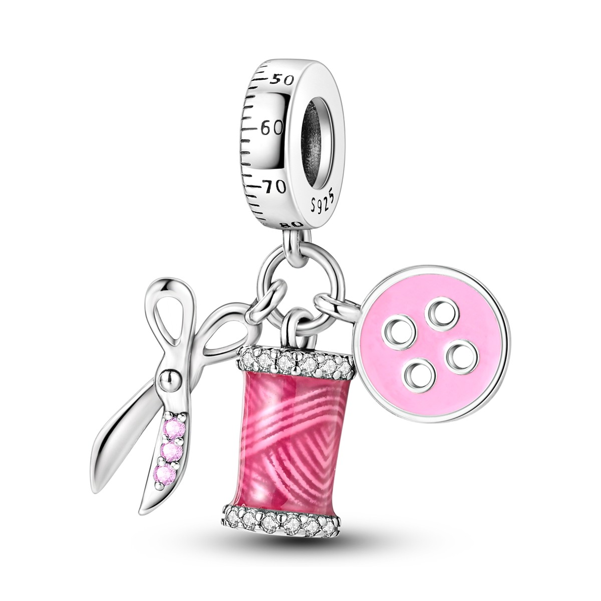 MULA 925 Sterling Silver DIY Charm Scissors Buttons Spools for Women Bracelet