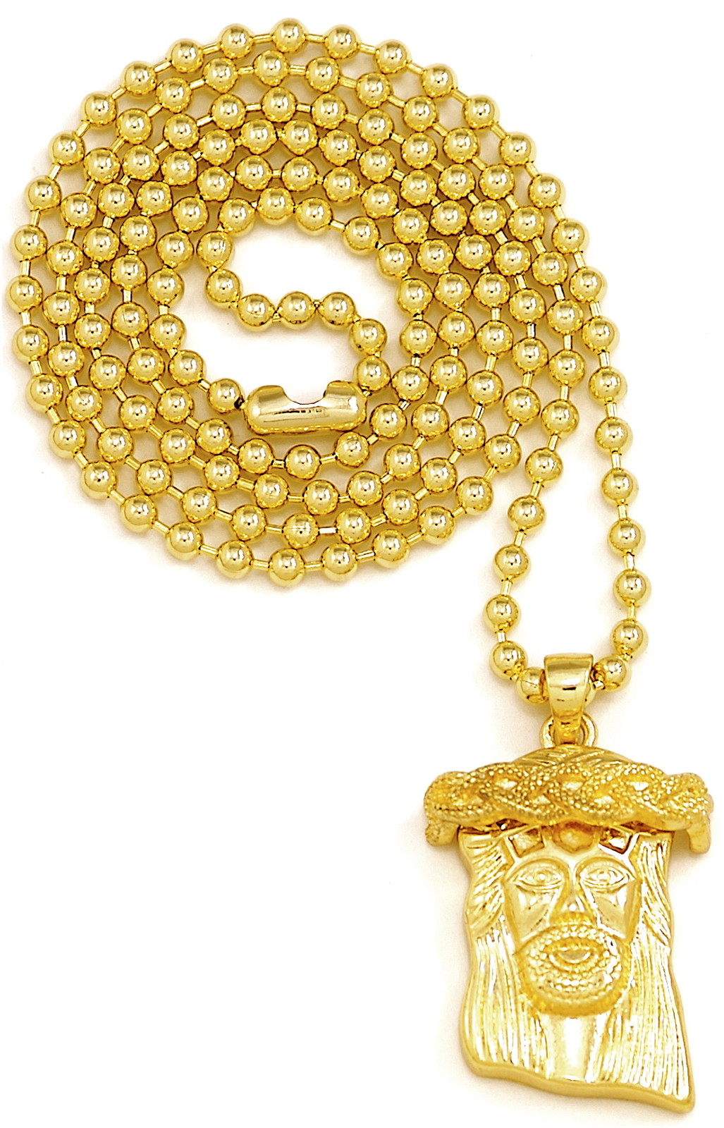 Jesus Necklace New Crowned Mini Pendant 27 Inch 3mm Ball Style Chain