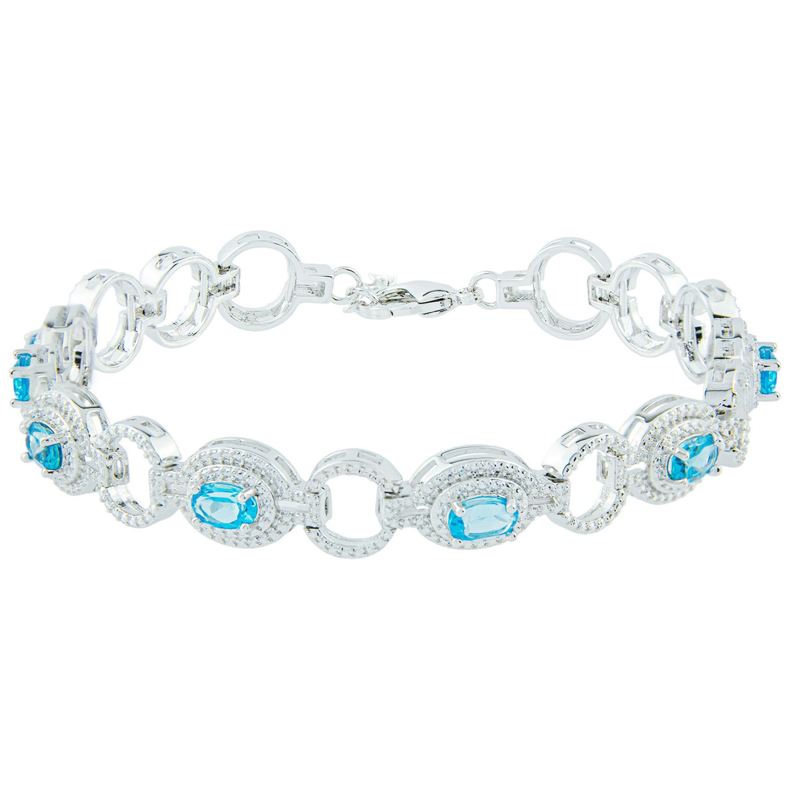 Gold Coast Platinum Plated Simulated Blue Topaz Tennis Bracelet