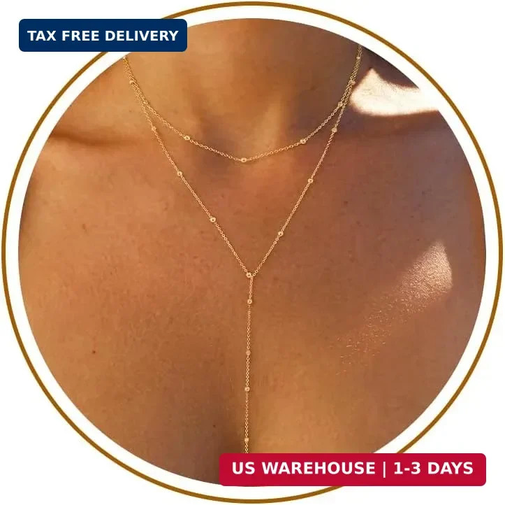 Womens Lariat Necklace Dainty Long Gold Plated Silver Jewelry