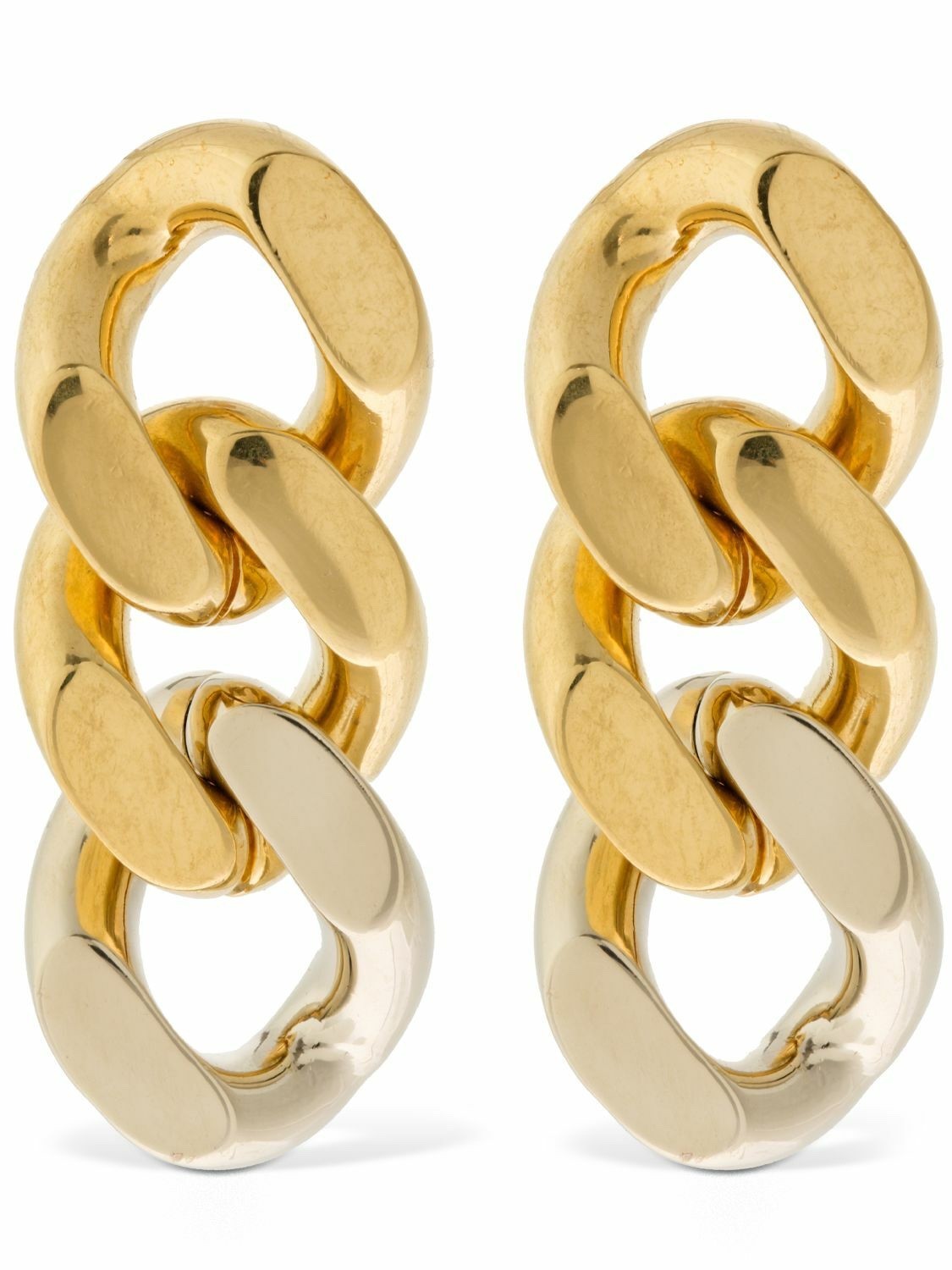 NIB Saint Laurent YSL Triple Curb Chain Link Antique Gold Drop Earrings $795