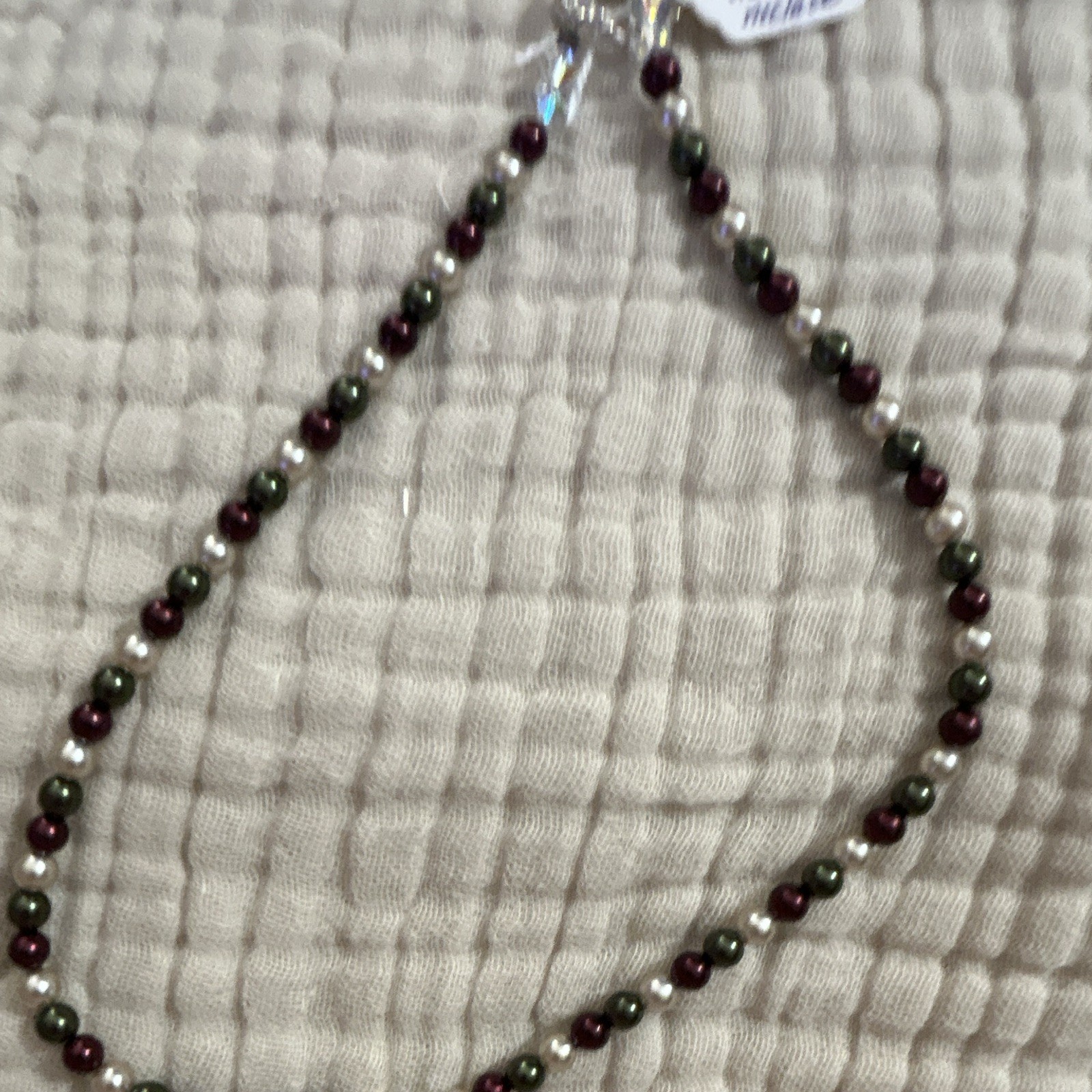 Faceted Glass pearl & Crystal Beaded Necklace Round Glass Pearl Beads