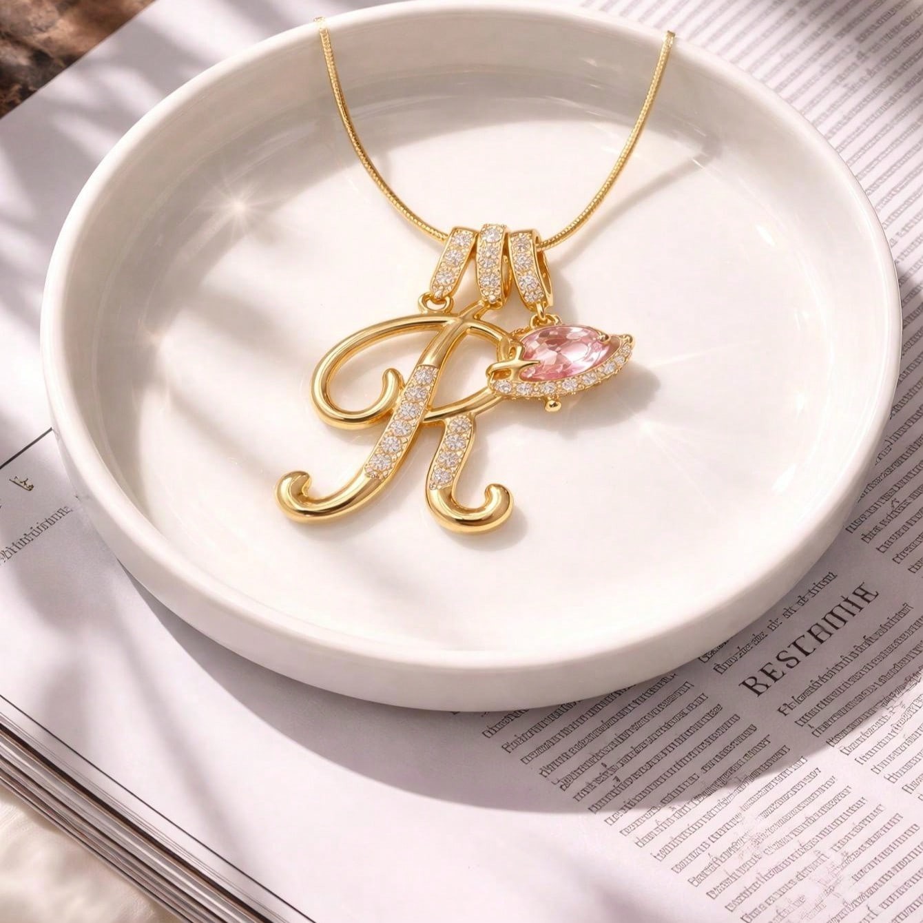 1pc Cubic Zirconia Heart-Shaped Necklace With 26 English Alphabet Design