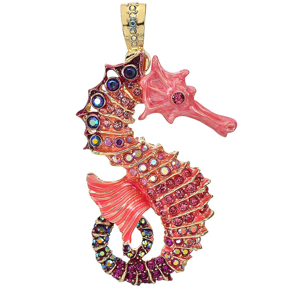 KIRKS FOLLY Sabrina Seahorse Fold Over Pendant goldtone