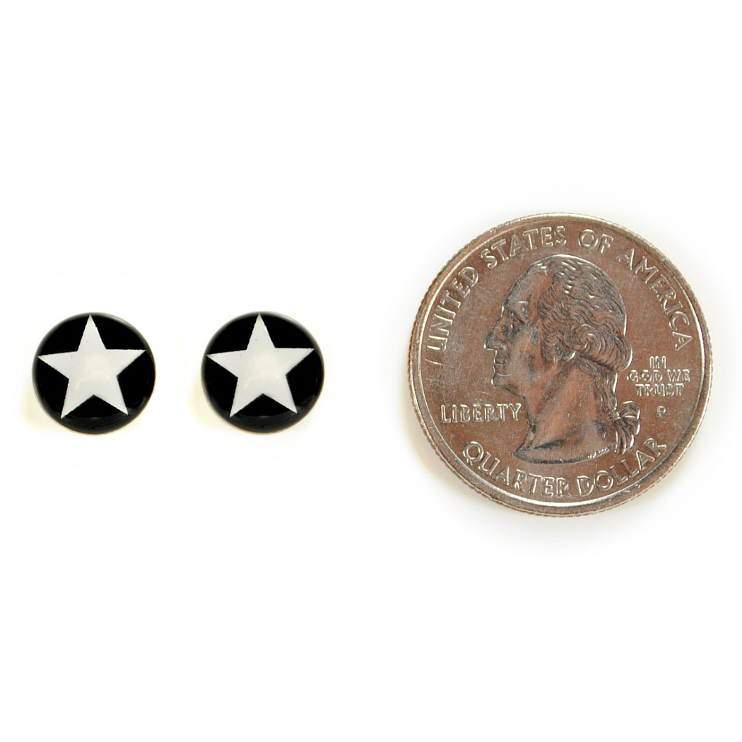 STAINLESS STEEL POST EARRINGS STAR White Black Hipster Pair Icon Stud NEW