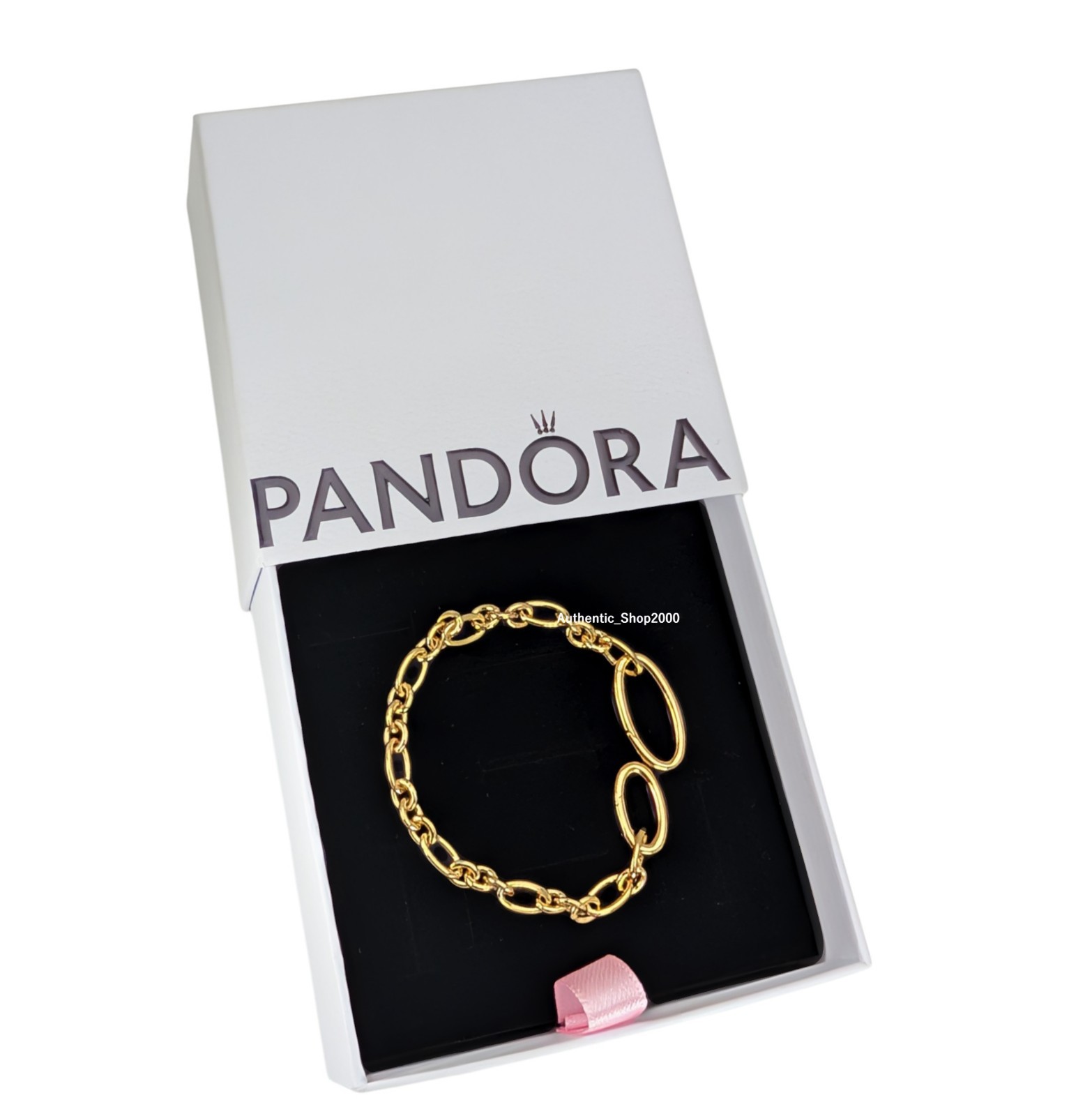 NEW 100% Authentic PANDORA 14k Gold Openable Oval Link Chain Bracelet 564678C00