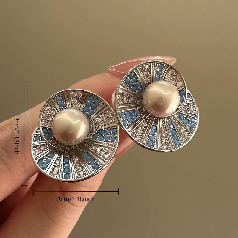 1Pair Retrol Stud Earrings Elegant Women Jewelry Gift for Birthday Daily Party