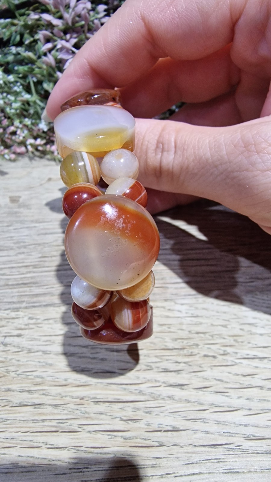 Carnelian Agate Crystal Soft Bangle Bracelet 18mm Elasticated