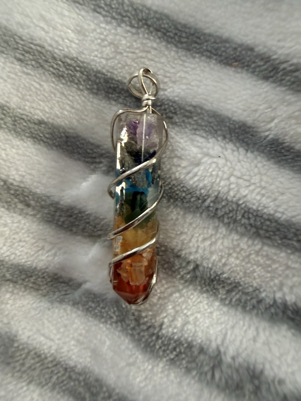 Wire Wrapped Multicolor Point Stone/Metal Pendant Charm Bohemian Style