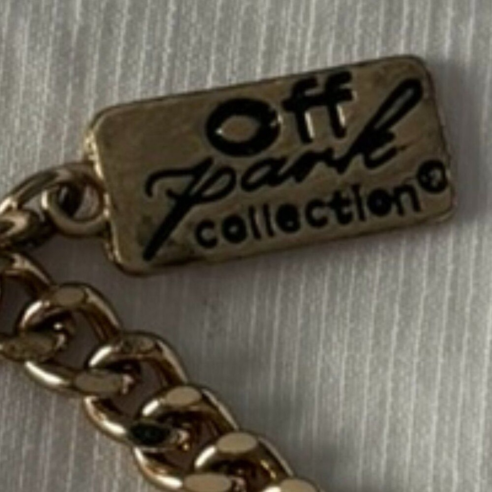 Off Park Animal Fabric Bead Statement Necklace Oversized Gold Chain
