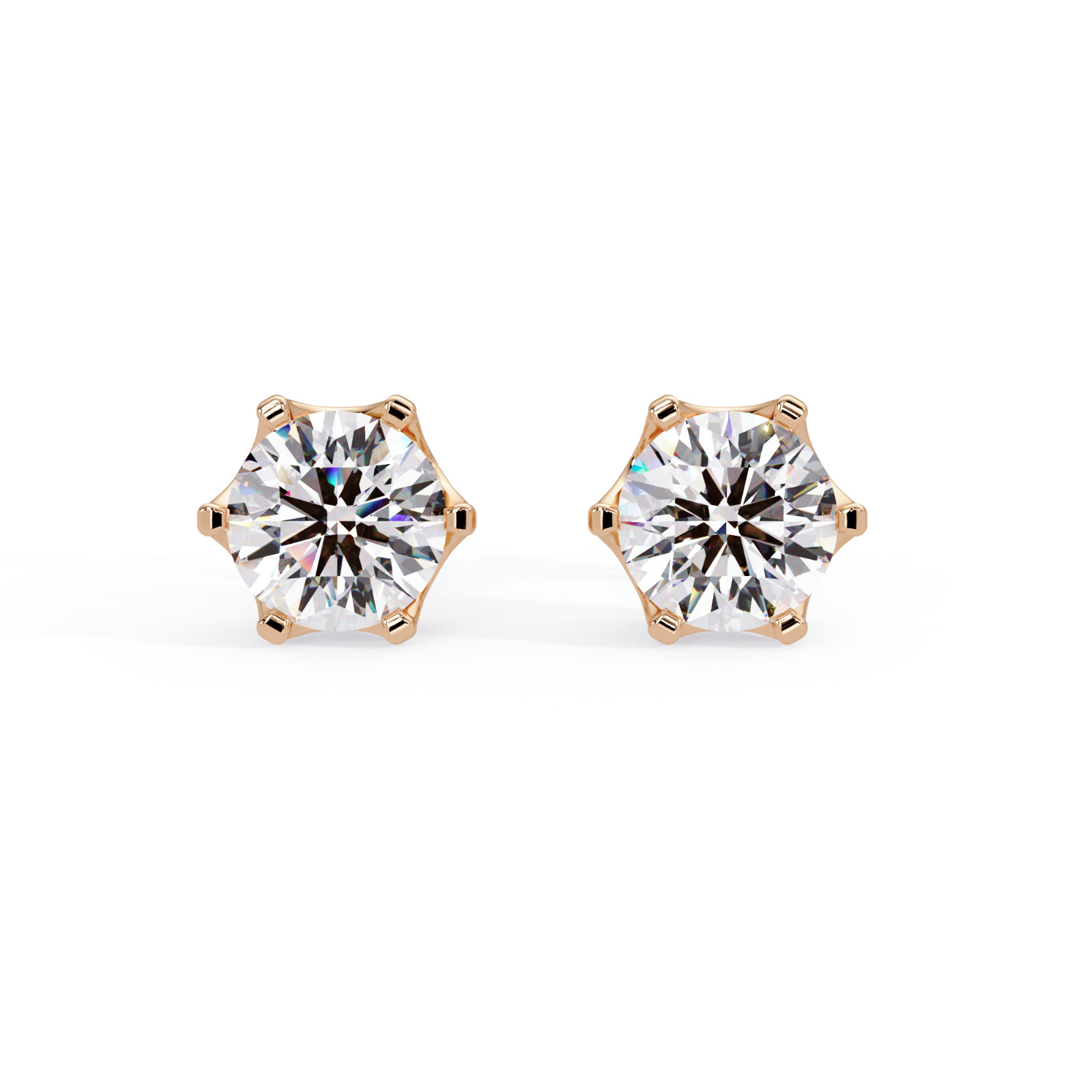 1.15 CTW Round Lab Grown Diamond Stud Earrings 6 Prong Martini Design 925 Silver