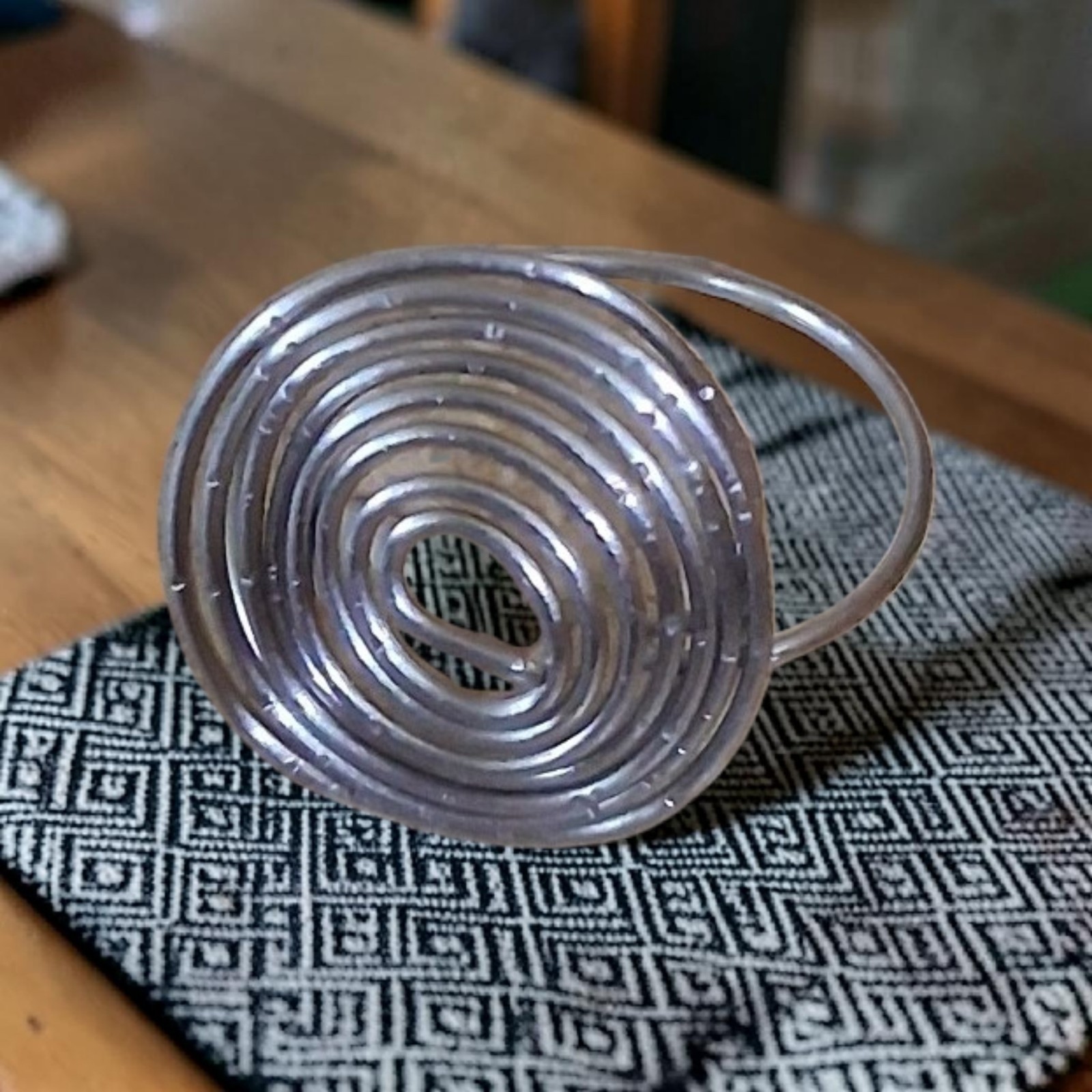 Beauty By Design Silver Spiral Statement Ring Size 9 Modern Asymmetrical Metal