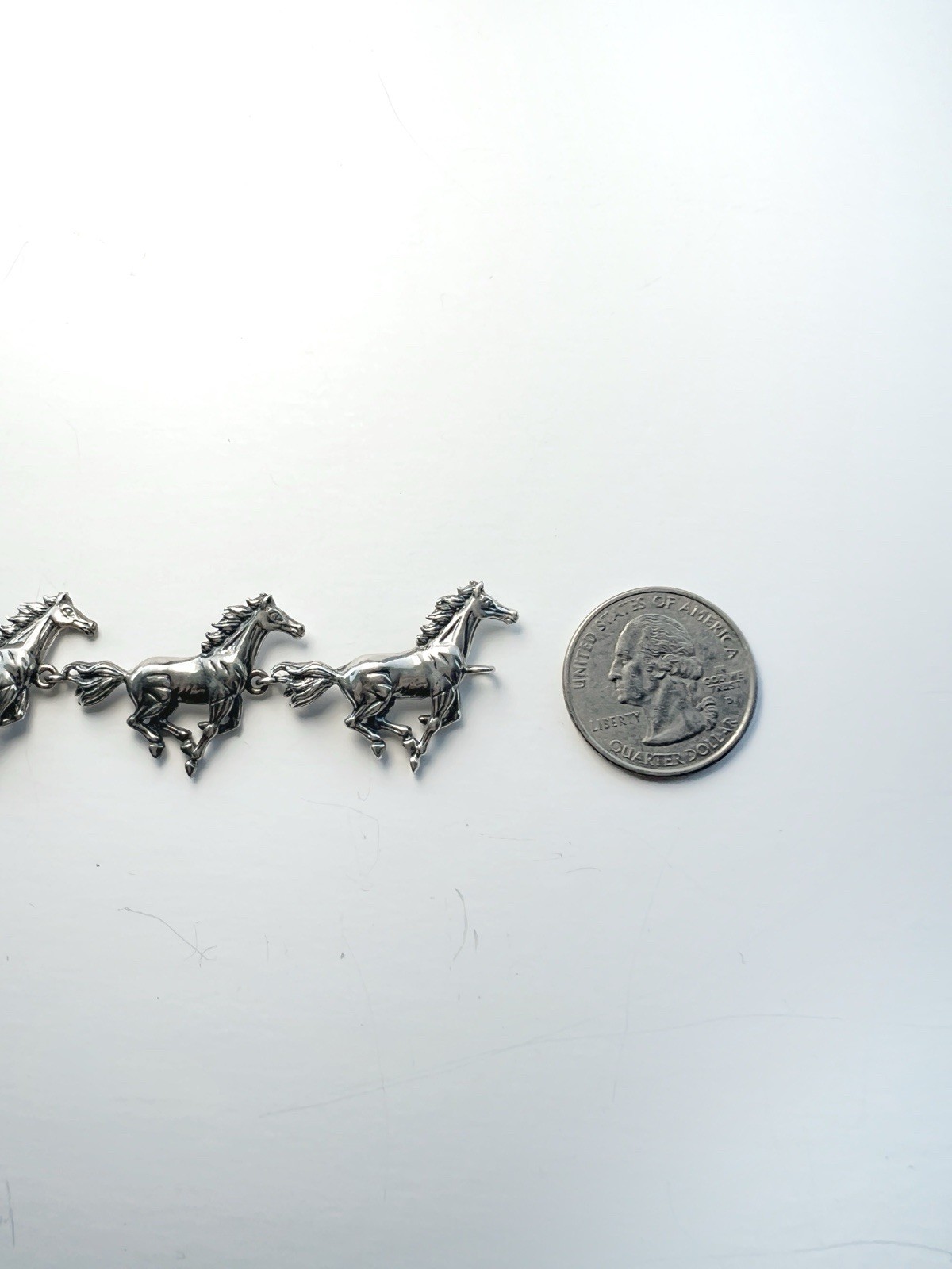 925 Sterling Silver Signed Kabana Racing Horse Link Equestrian Bracelet