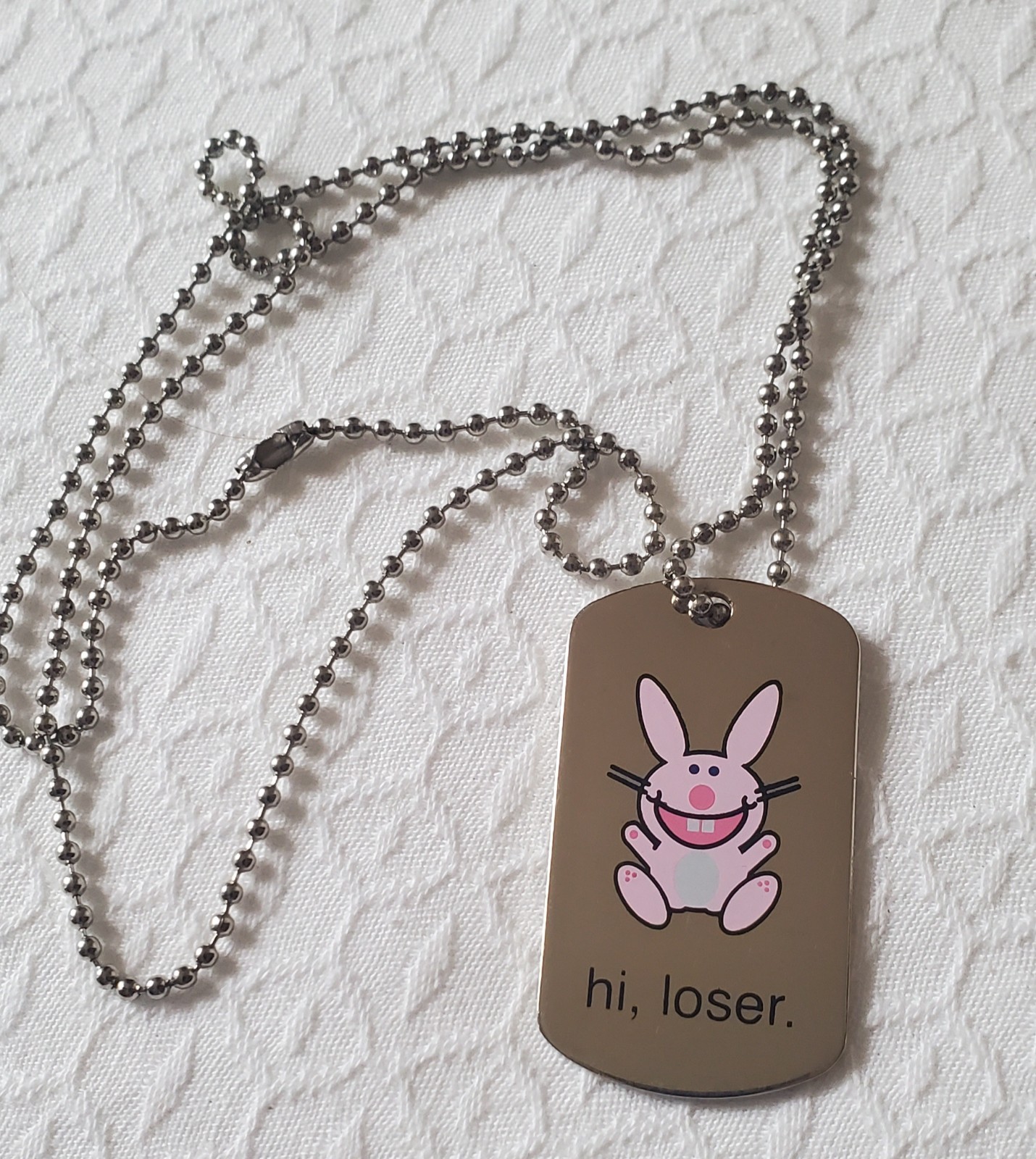 Happy Bunny Dog Tag Necklace Jim Benson Various Titles Choose One