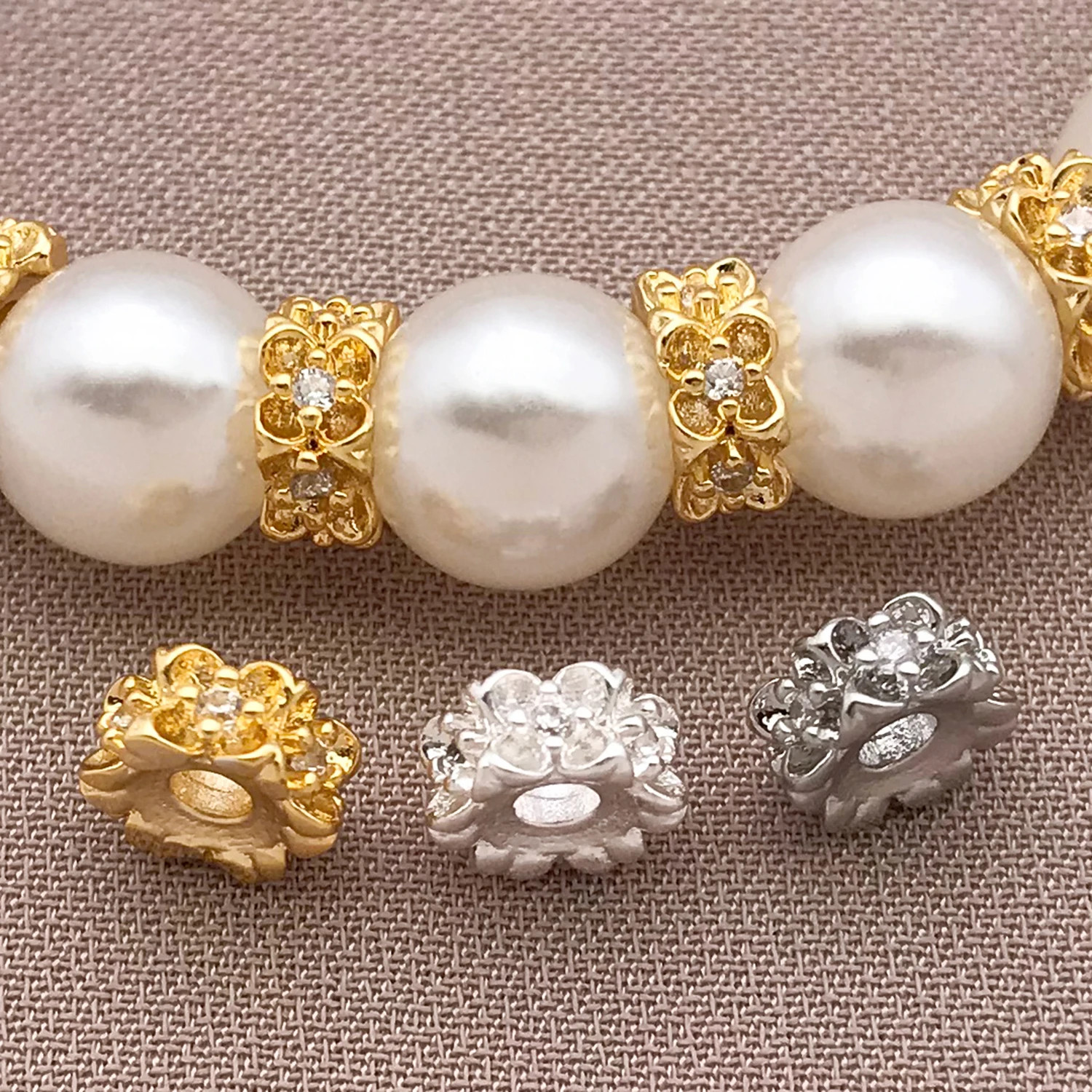 Mix 3/5Pcs 18K Copper Plated Real Golden Thick Silvery White Golden Osmanthus Zi
