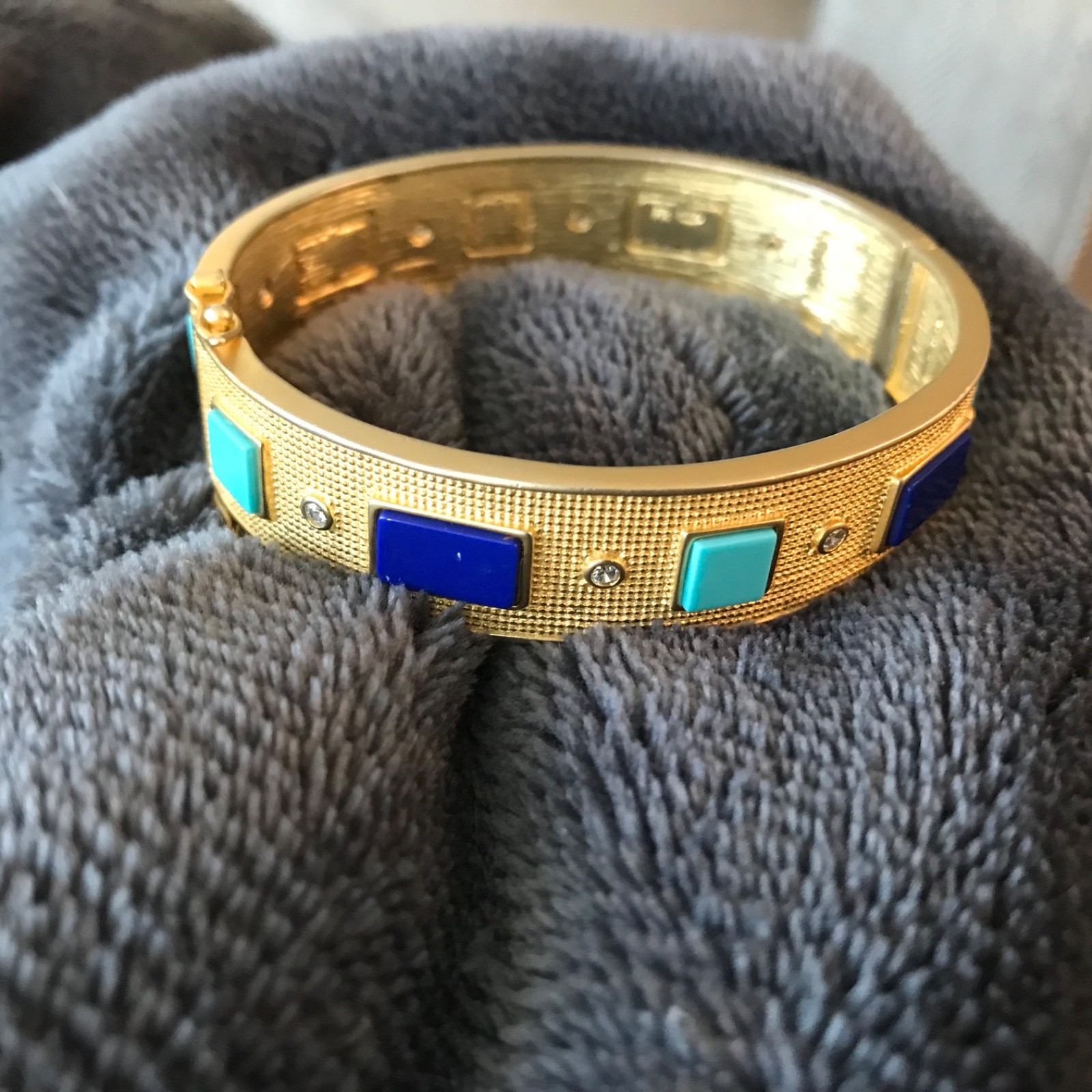 Freida Rothman Brick set 925SS with square turquois, lapis and bezel clear cz