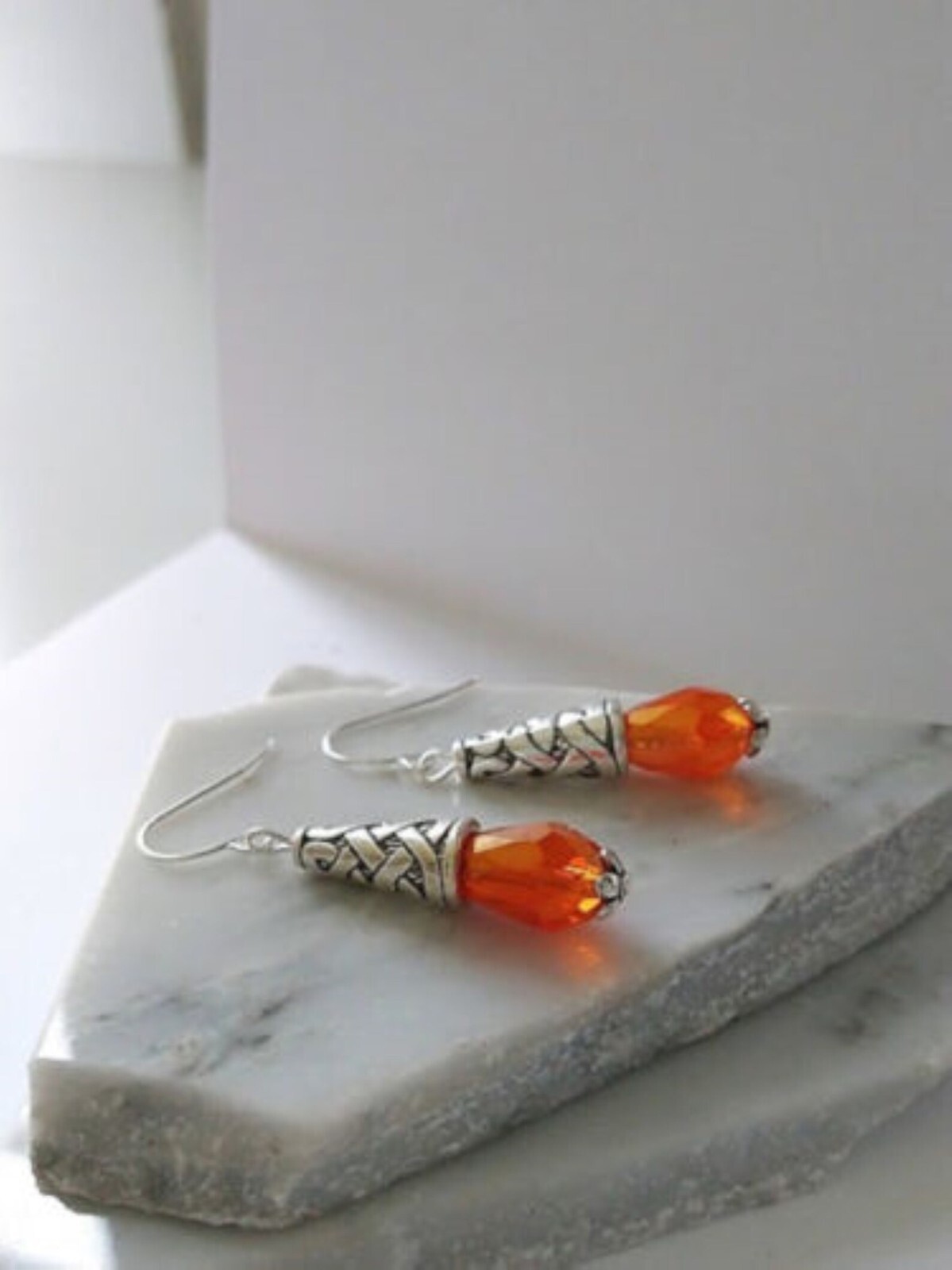 Faceted Teardrop Crystal Silver Dangle Earrings, Drop Earrings, Gift For Her