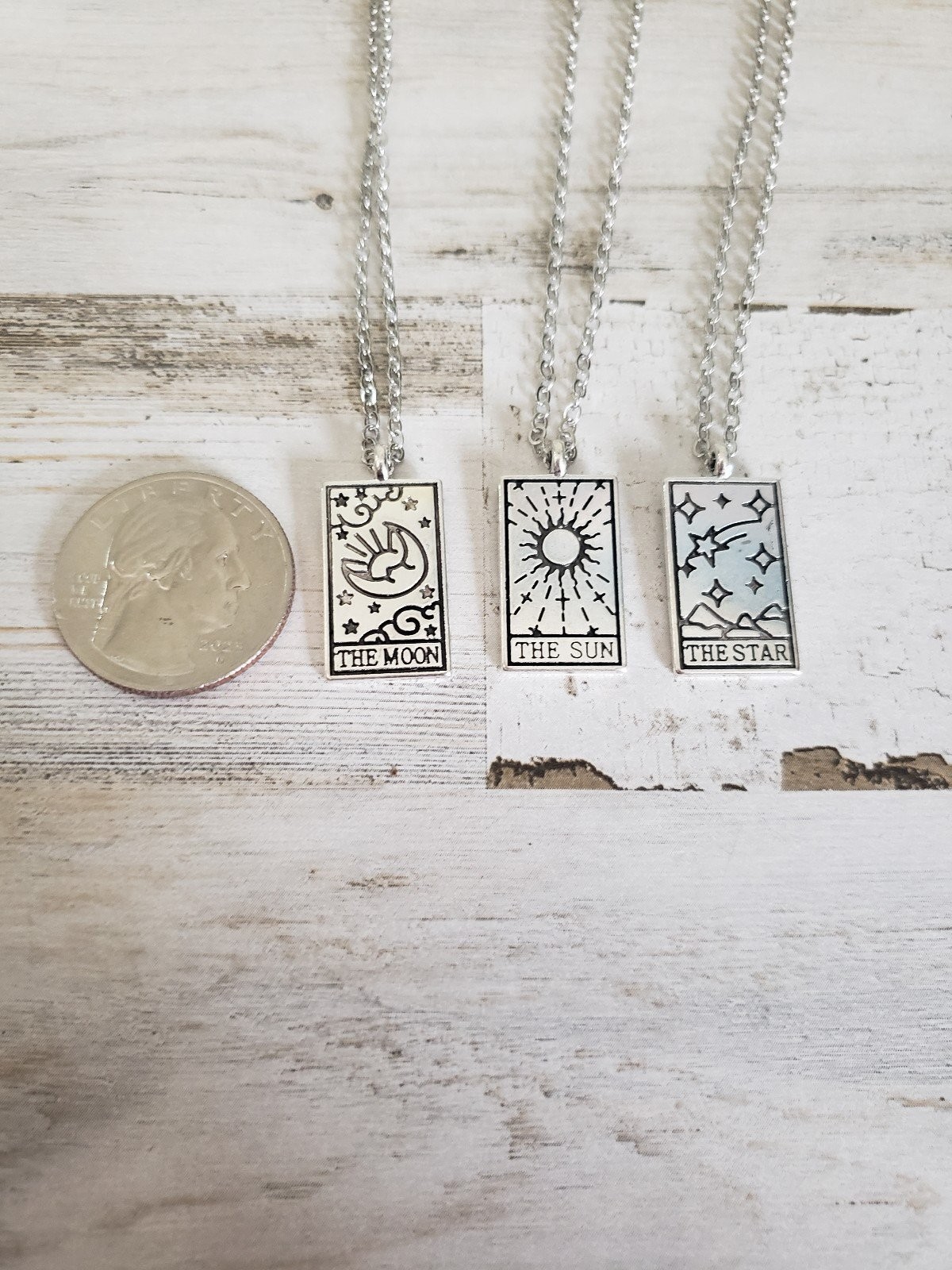 Tarot necklace fortune card sun moon stars jewelry gift past