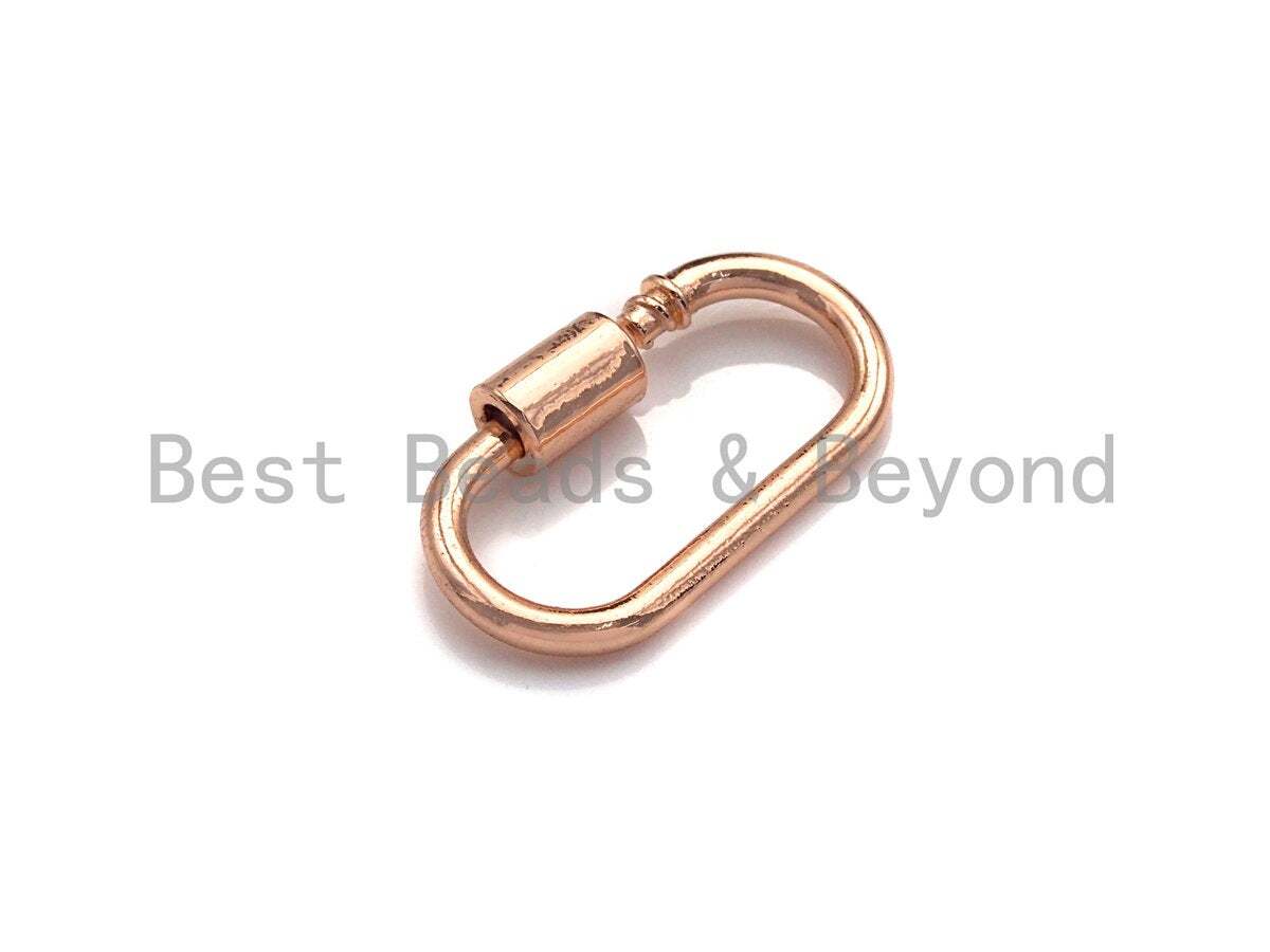Oval Shape Clasp, CZ Pave Clasp, Gold/Silver/Rose Gold Carabiner Clasp, H191