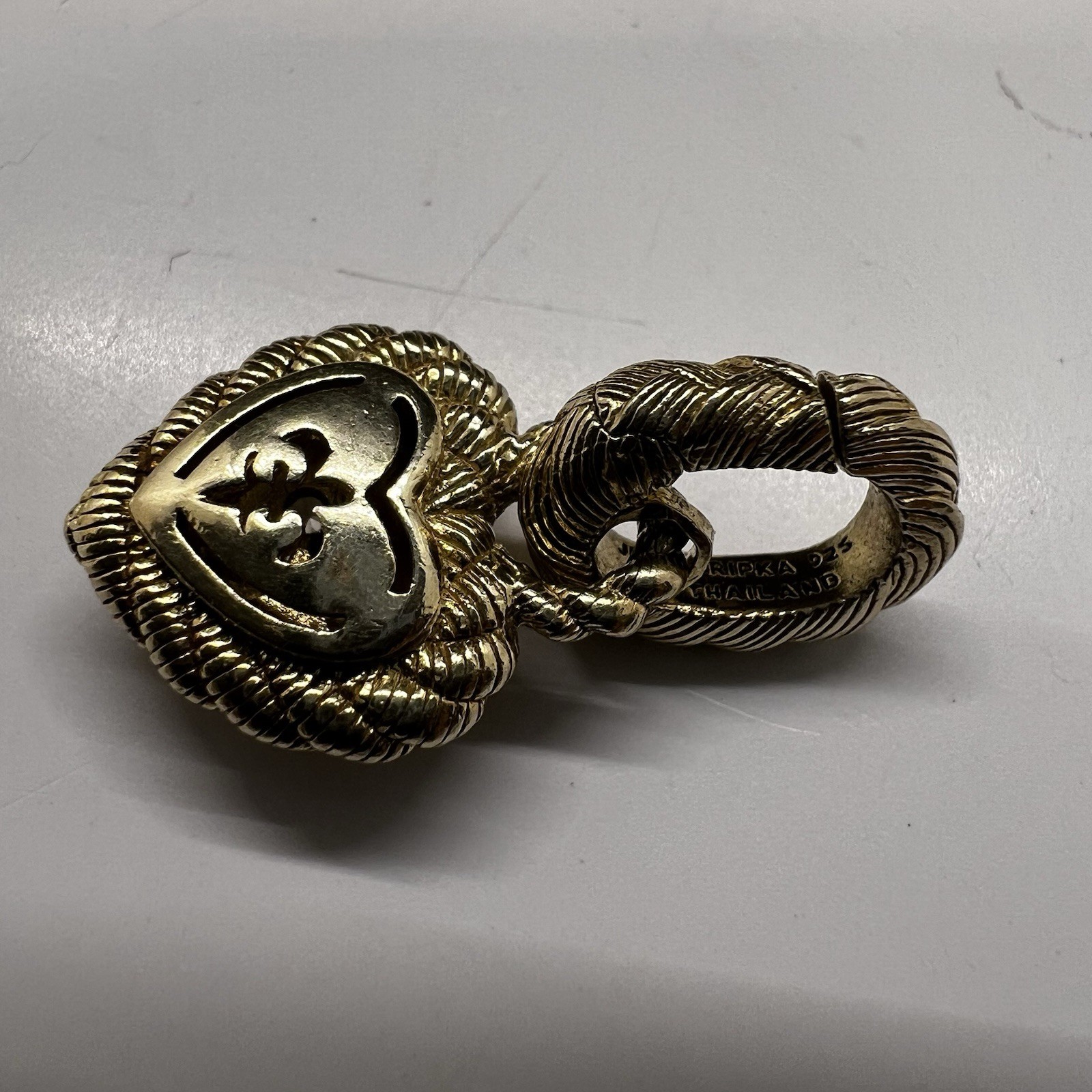 Judith Ripka Sterling Silver CZ Accents Gold Plated Verona Romance Link Bracelet