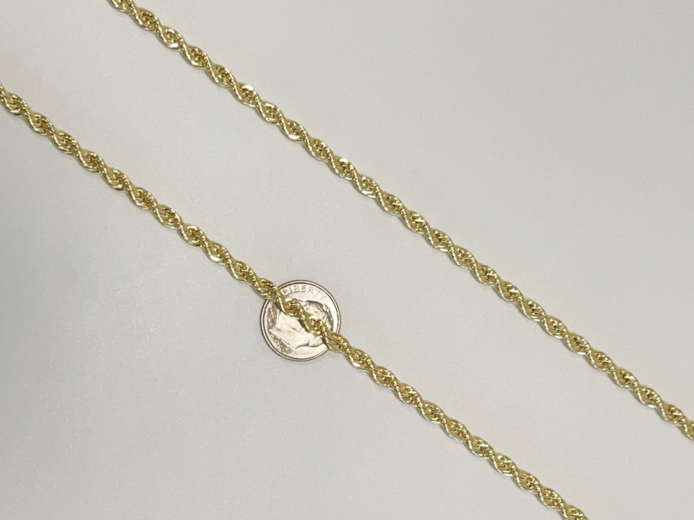 10K Yellow Gold SOLID Rope Chain Necklace Diamond Cut Real Gold 3mm 22inch